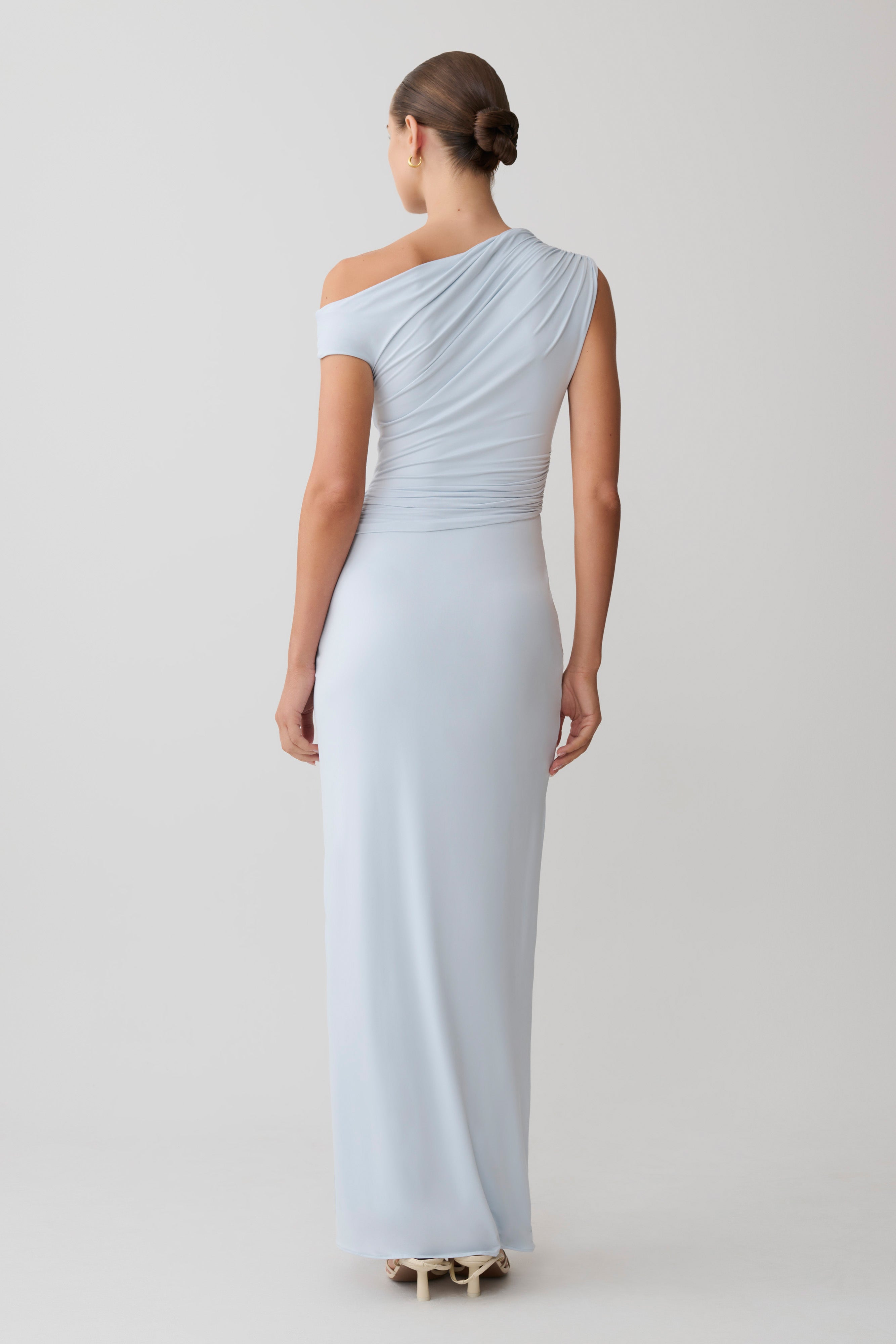 Alyn Off Shoulder Draped Maxi Dress - Pale Blue