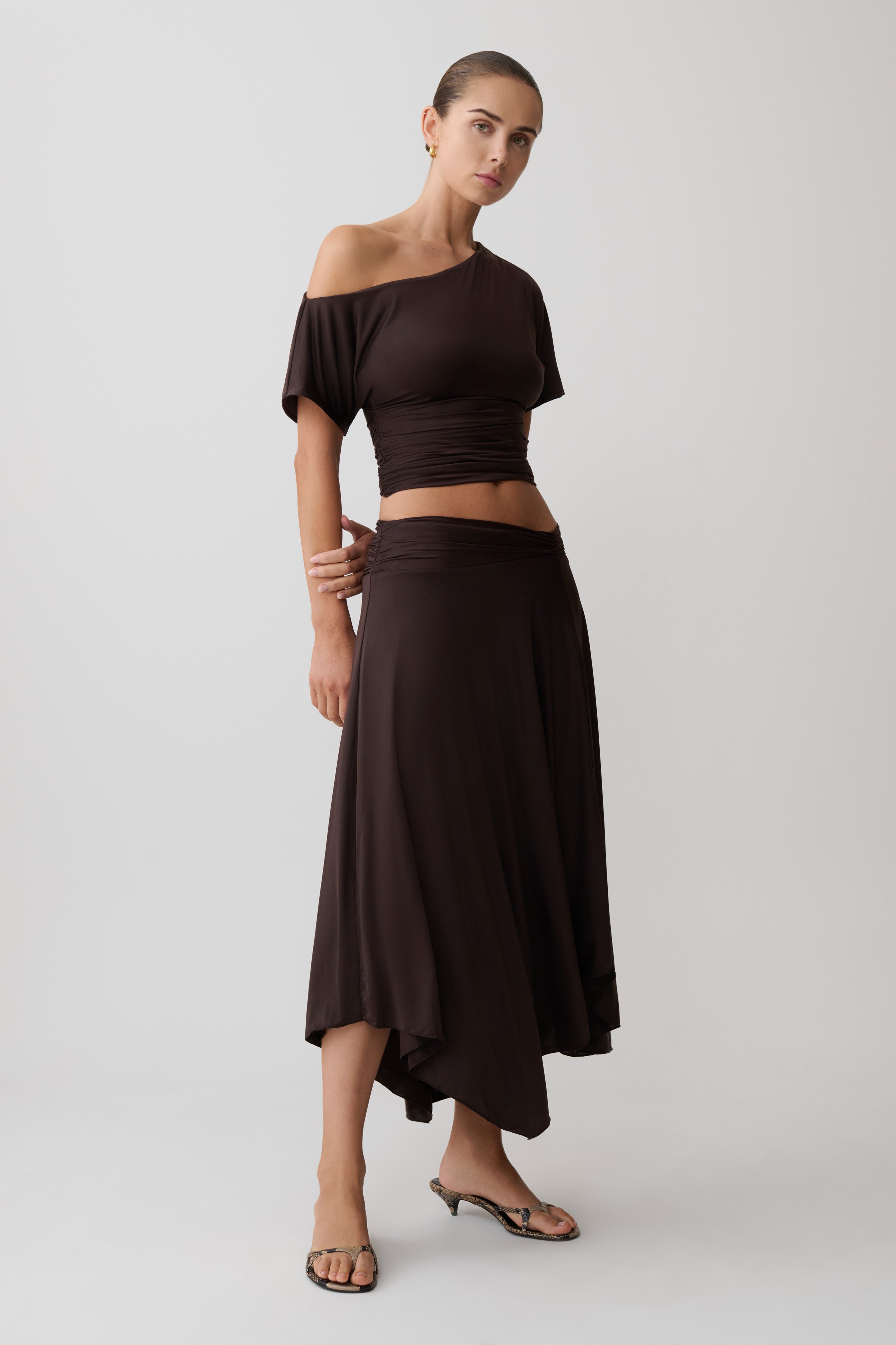 Luu Slinky Midi Skirt - Dark Chocolate