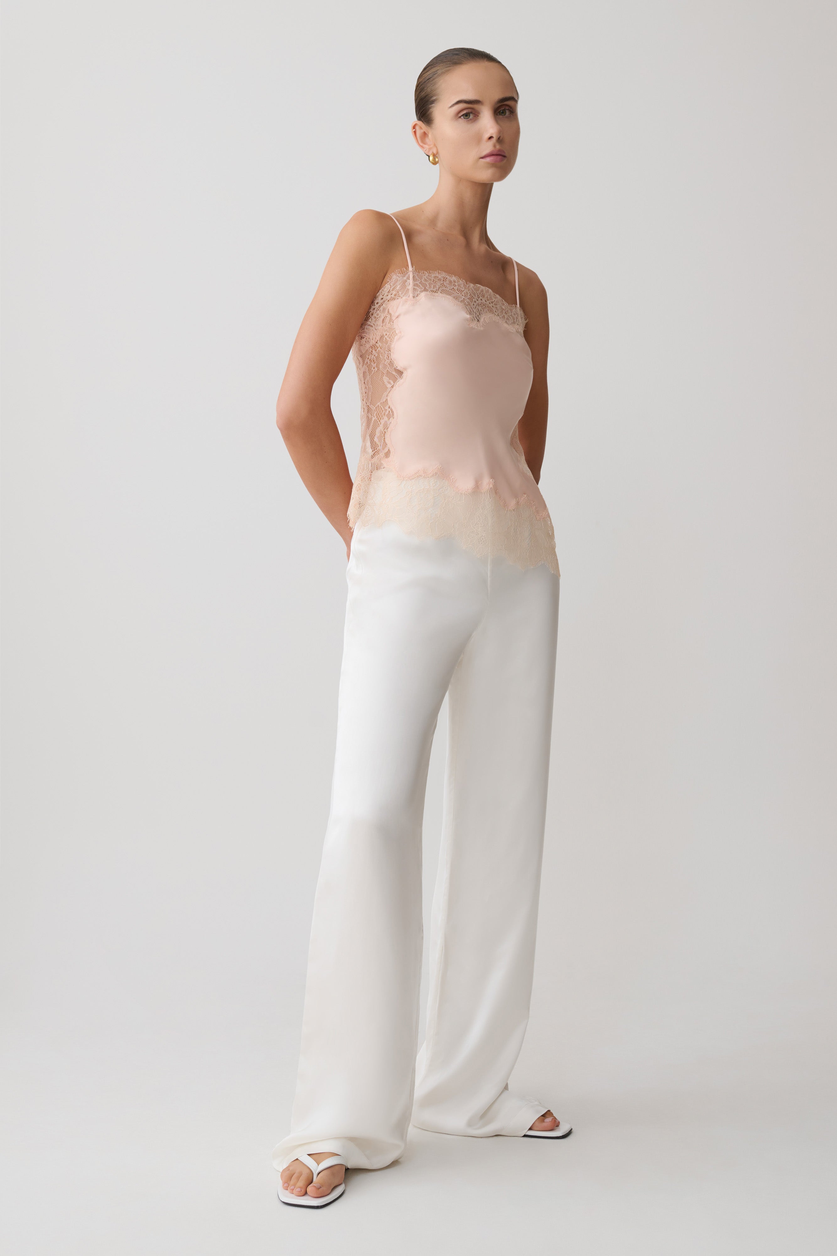 Miriam Satin & Lace Camisole - Peach