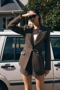 Romy Structured Blazer With Hardware - Herringbone
