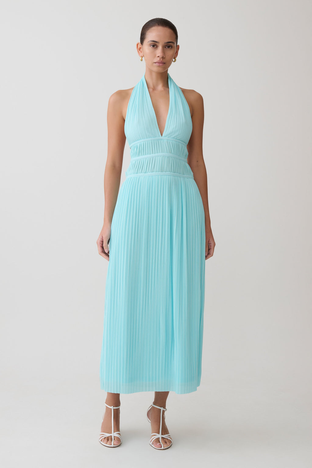 Thien Cowl Halter Midi Dress - Blue