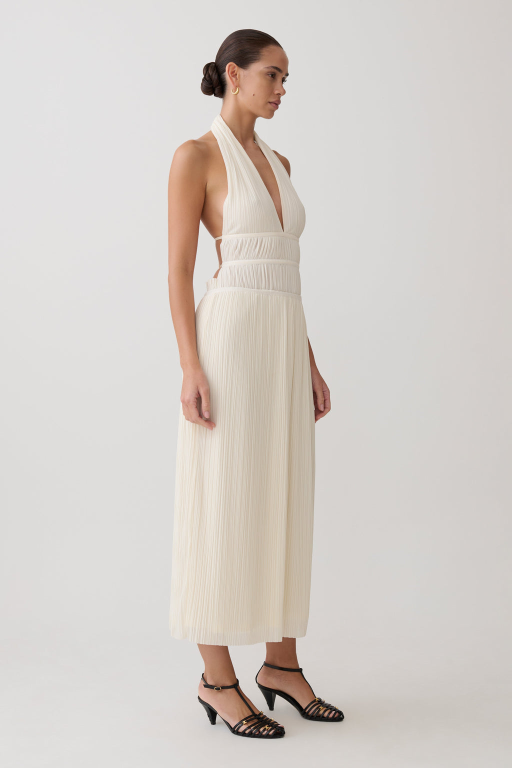 Thien Cowl Halter Midi Dress - Ivory