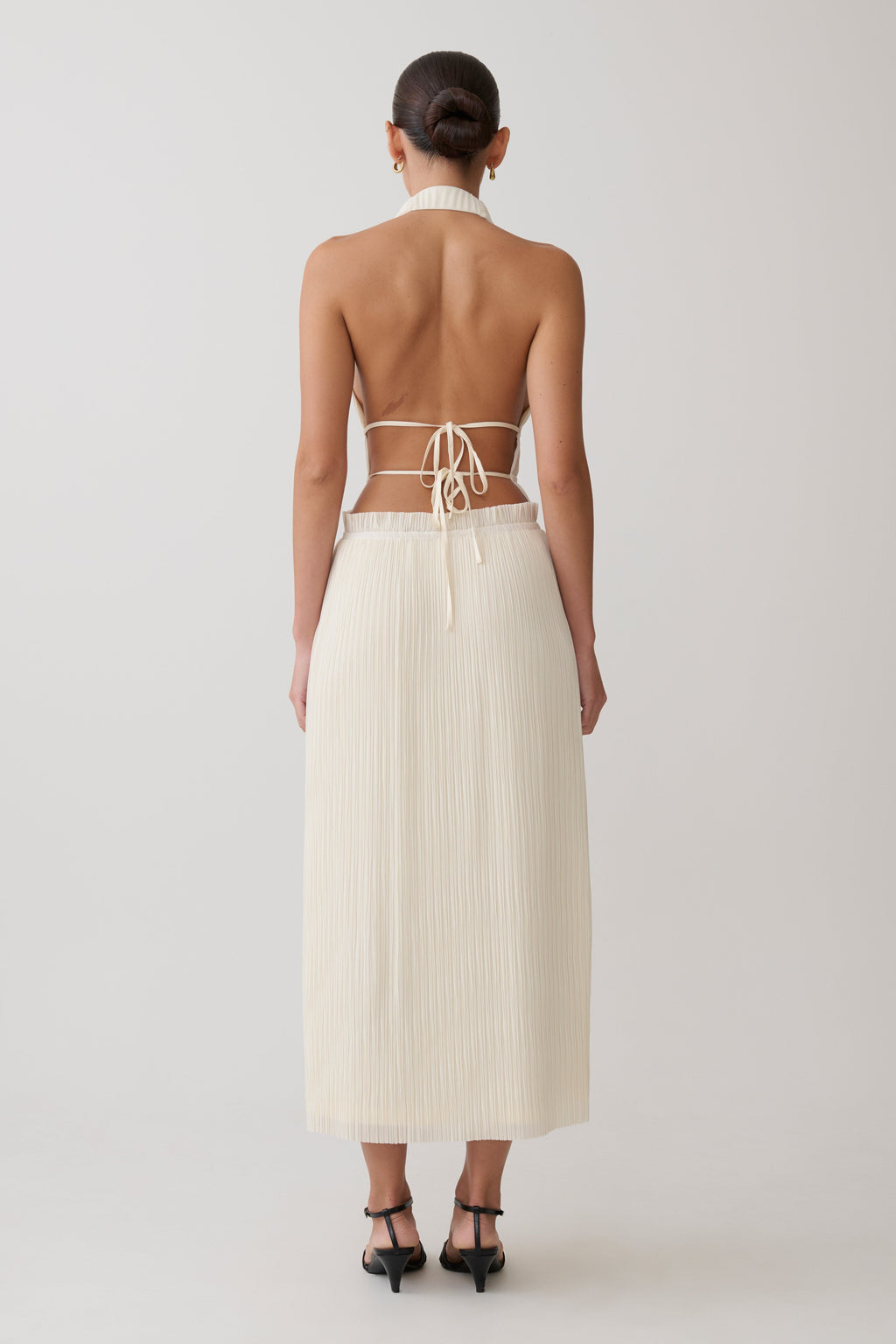 Thien Cowl Halter Midi Dress - Ivory