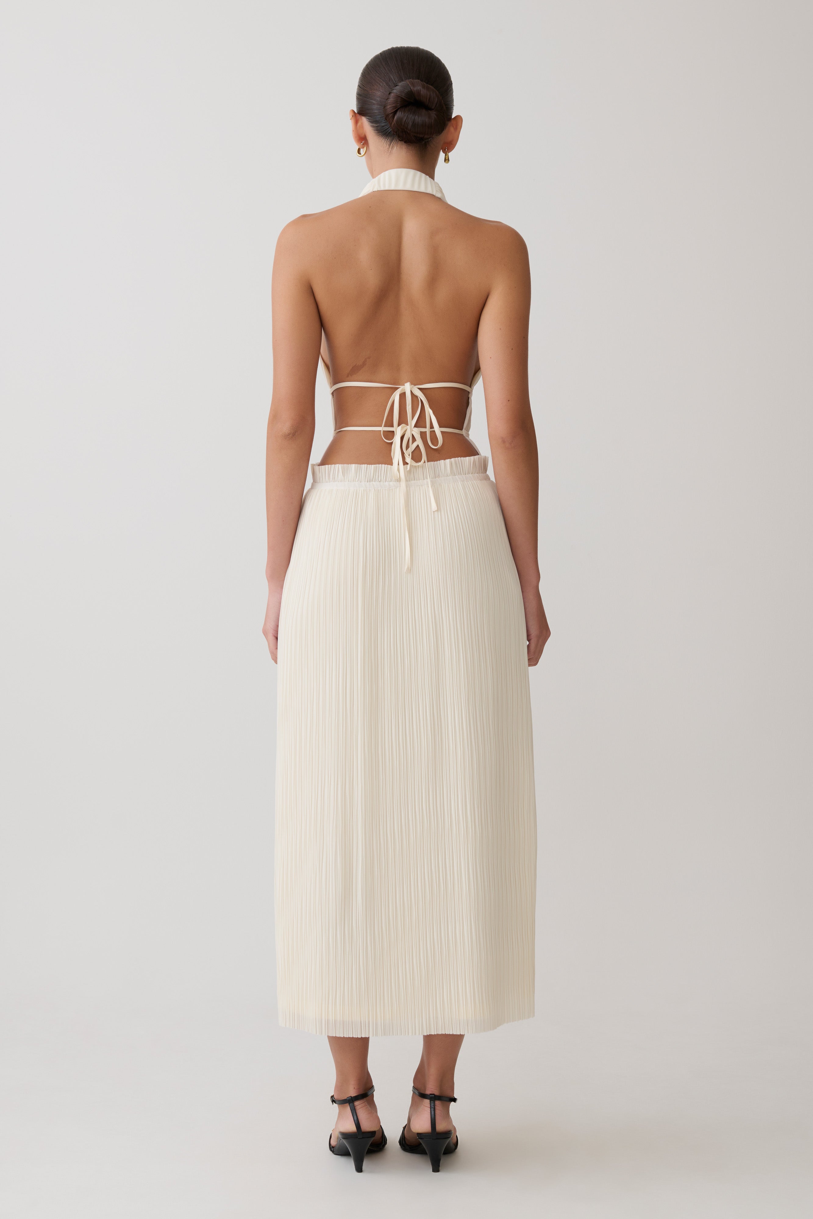 Thien Cowl Halter Midi Dress - Ivory