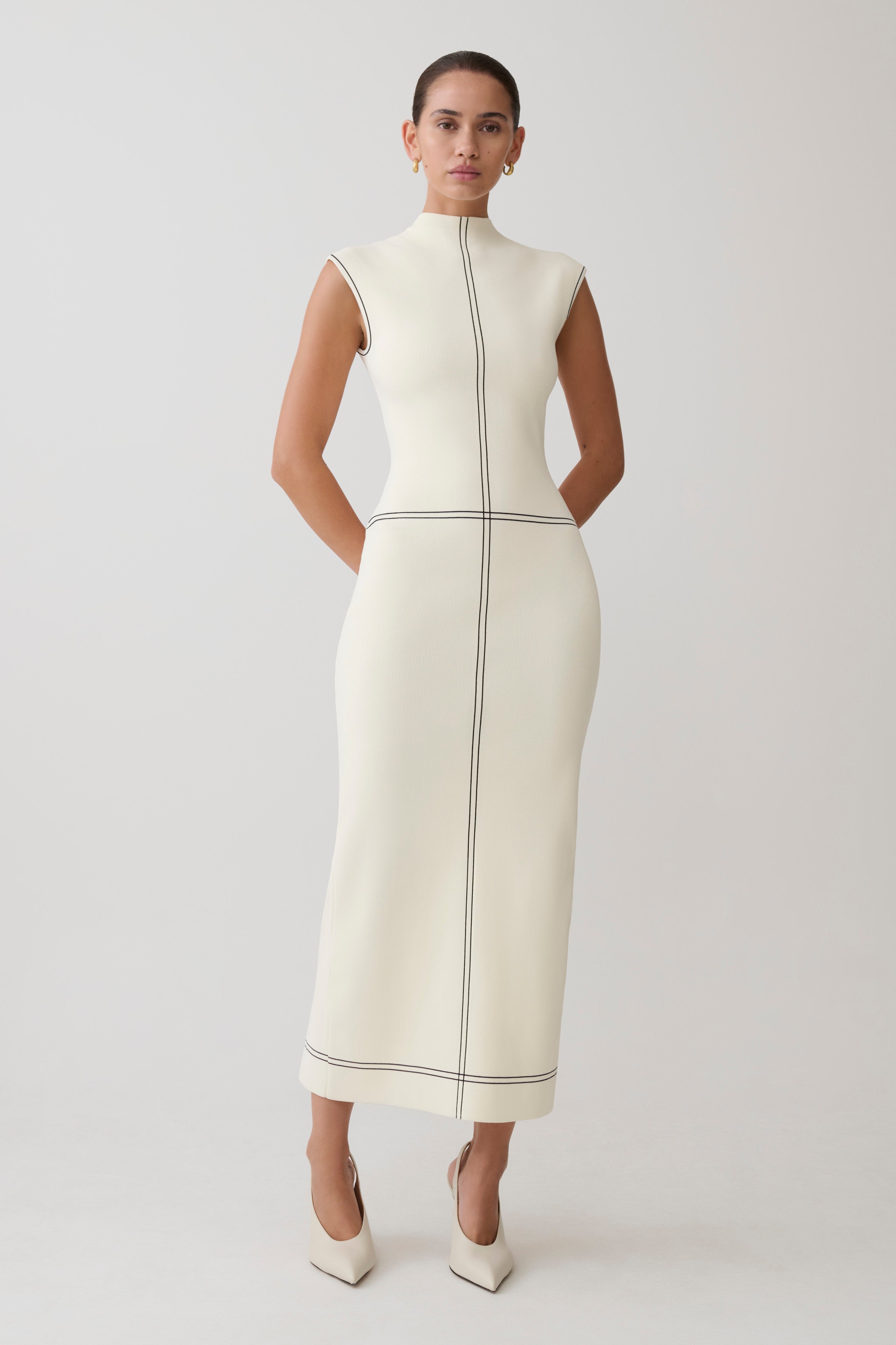 Malone Bandage Knit Midi Dress - Ivory
