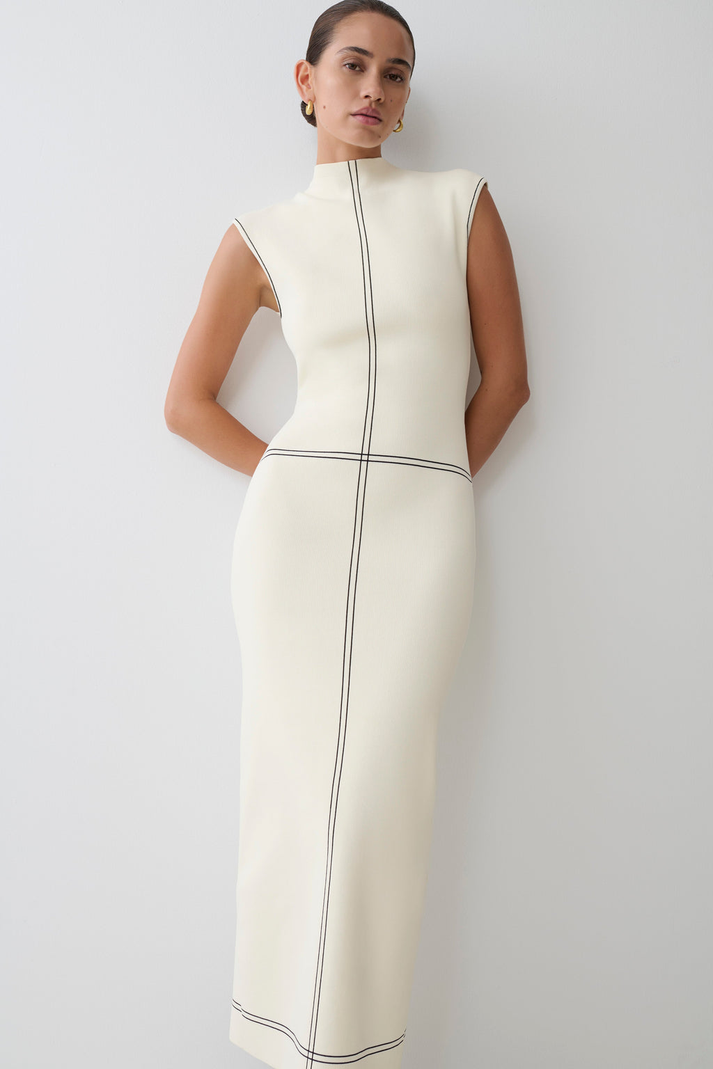 Malone Bandage Knit Midi Dress - Ivory