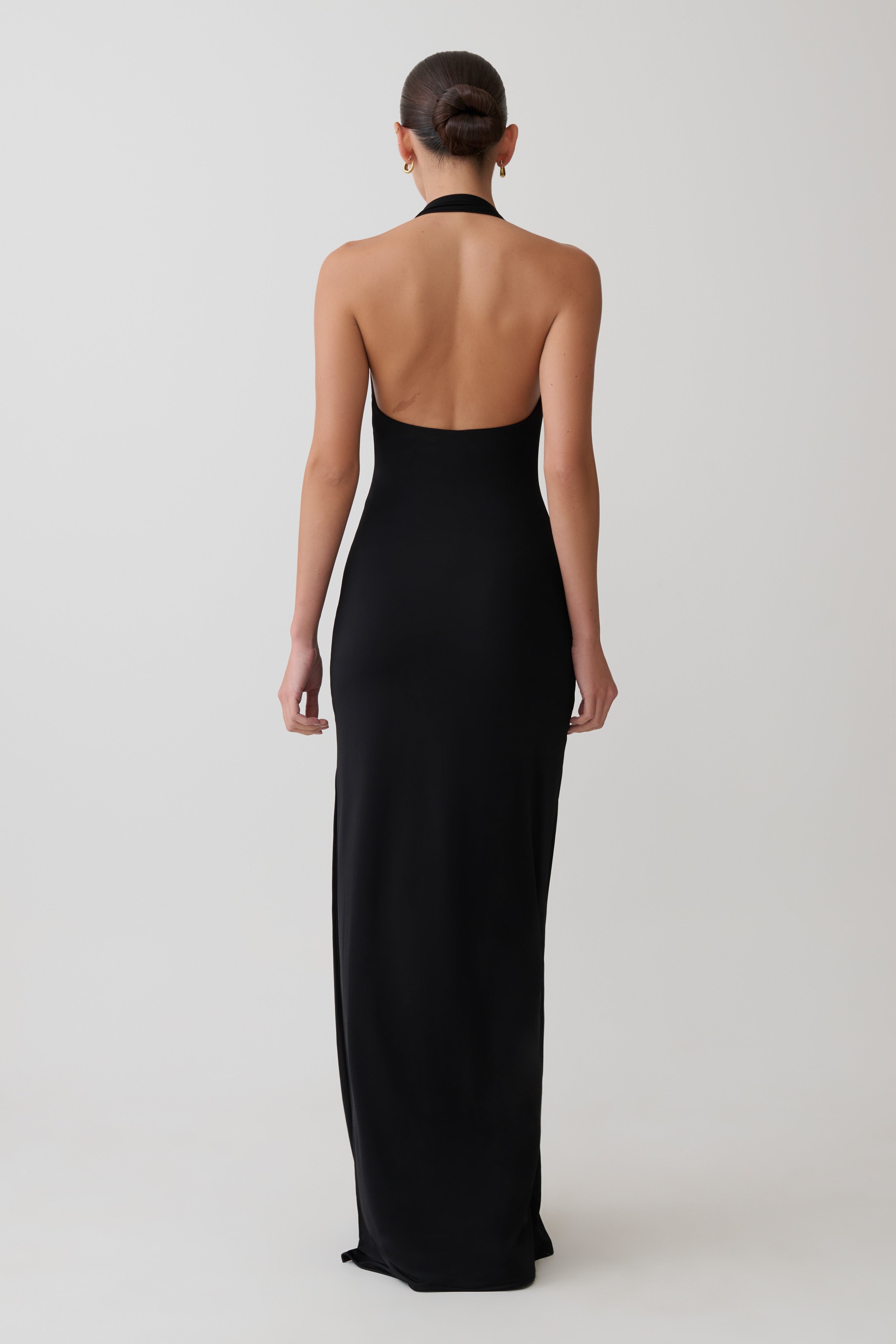 Khanh Slinky Halter Maxi Dress - Black