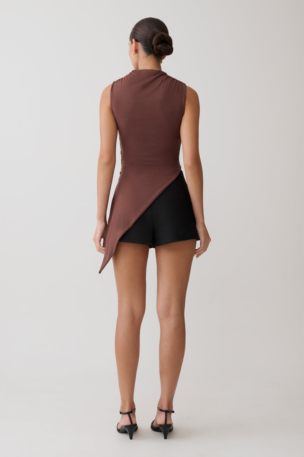 Suong High Neck Gathered Top - Mocha