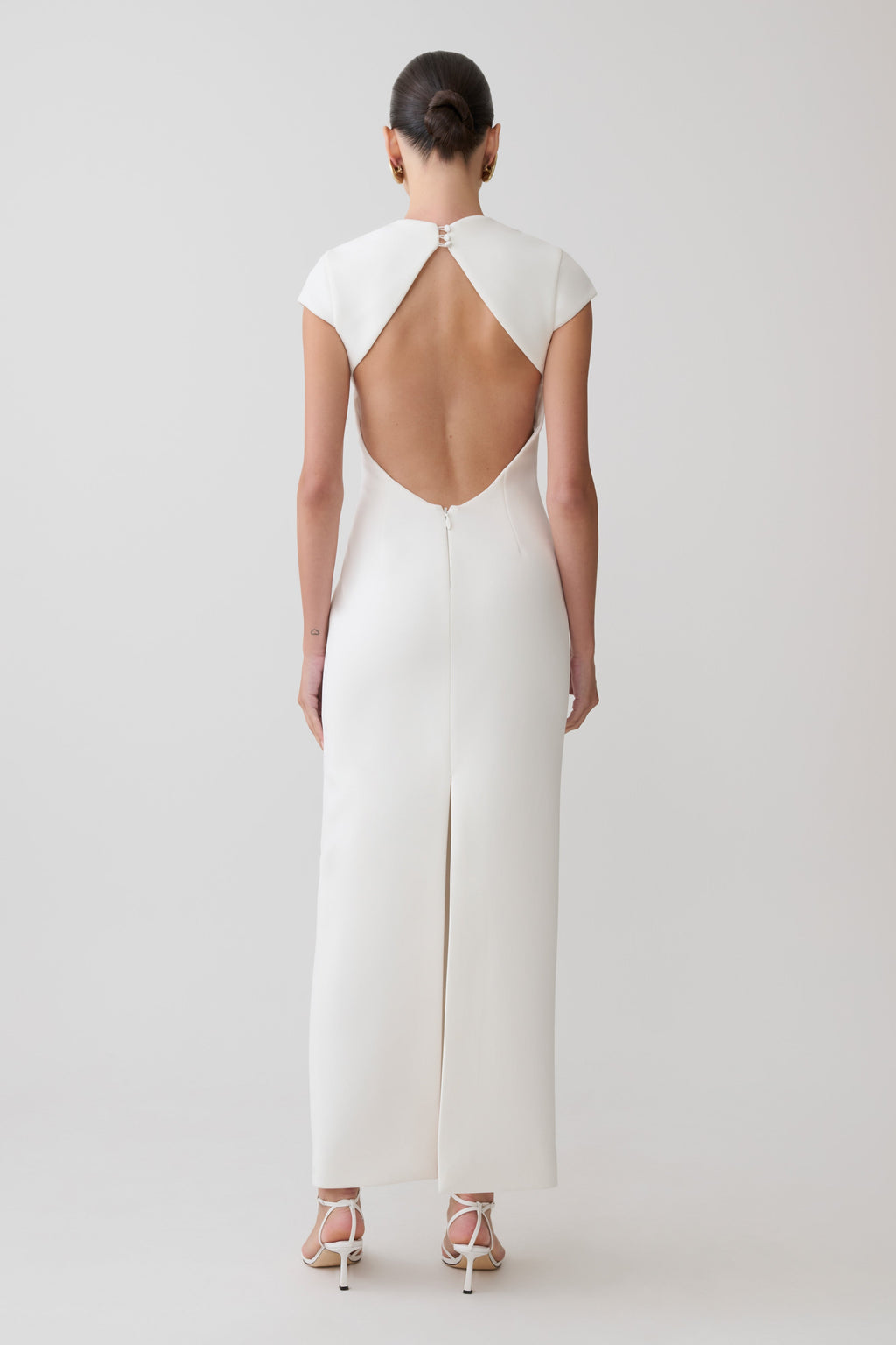 Briella V Neck Suiting Maxi Dress - Ivory