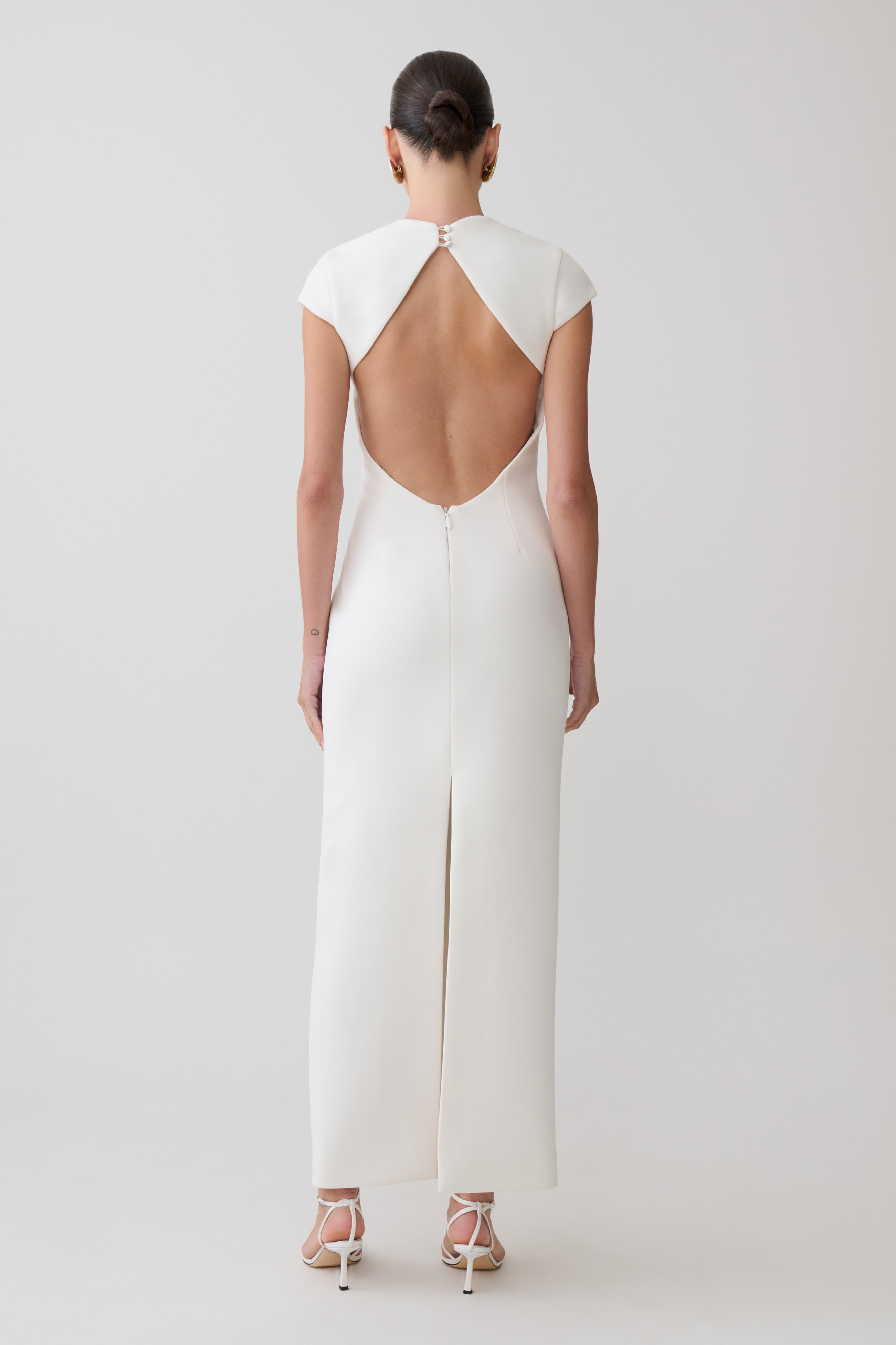 Briella V Neck Suiting Maxi Dress - Ivory