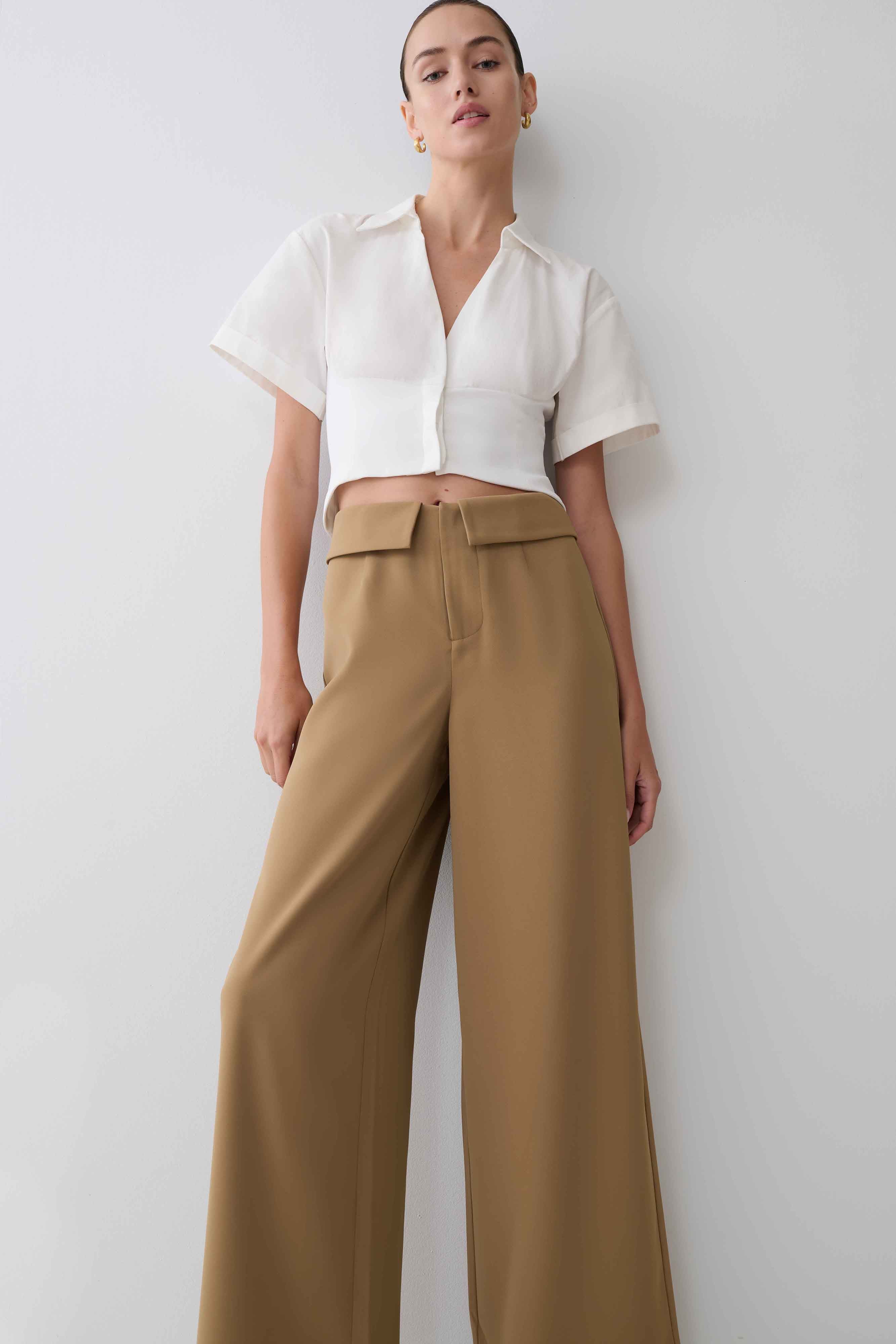 Tanya Wide Leg Suiting Pants - Camel