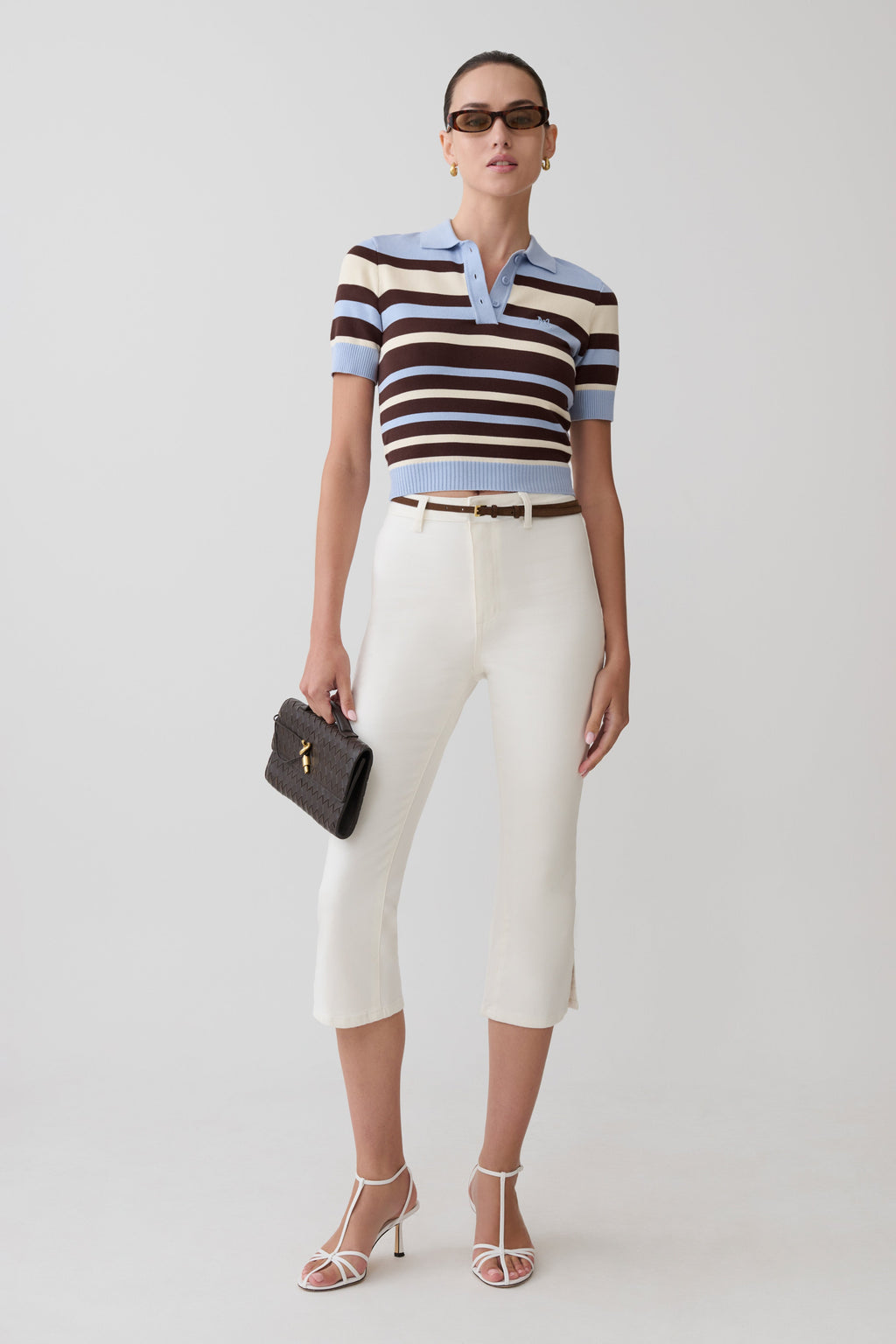 Mary Denim Capris - White