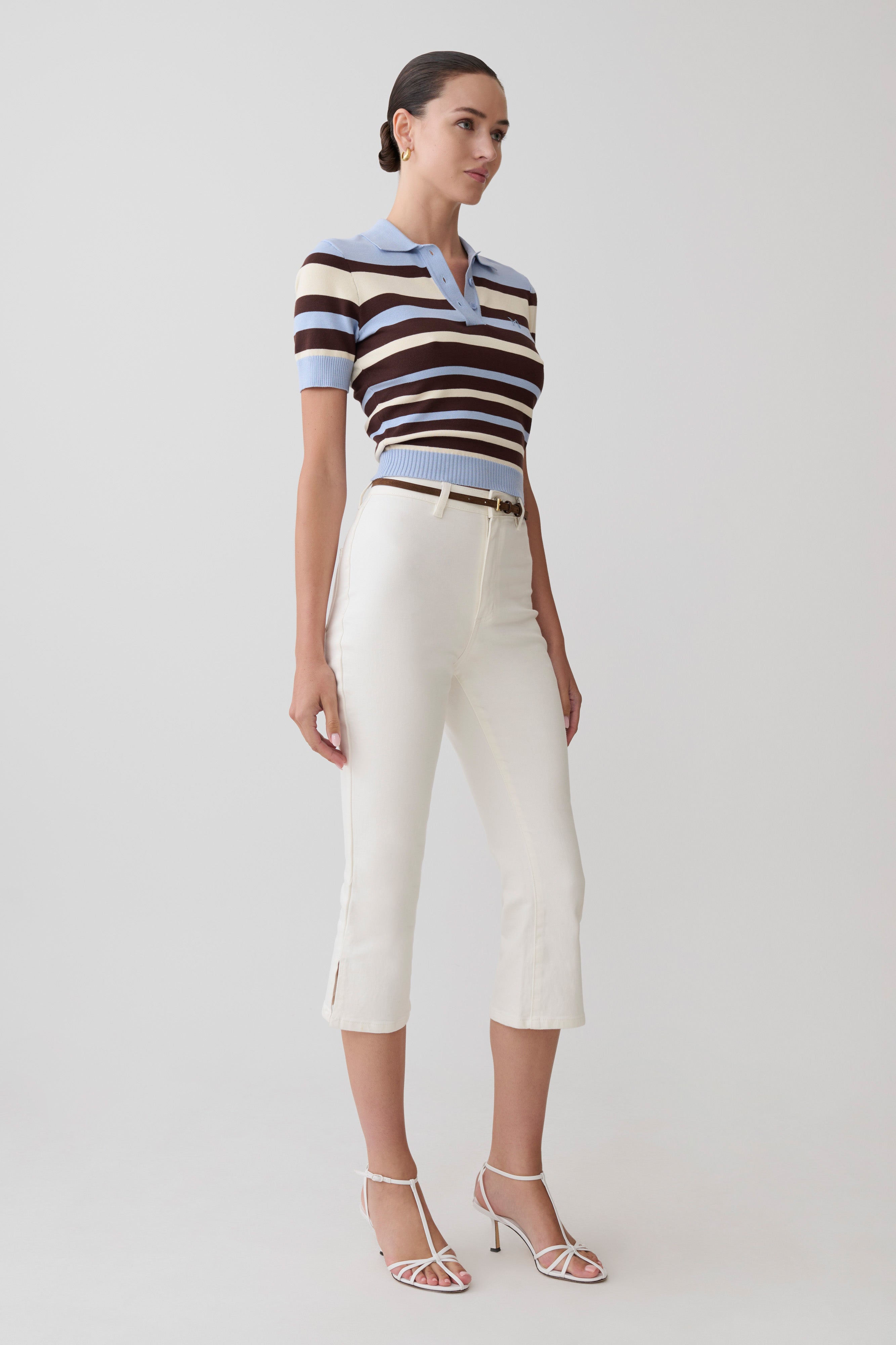 Mary Denim Capris - White