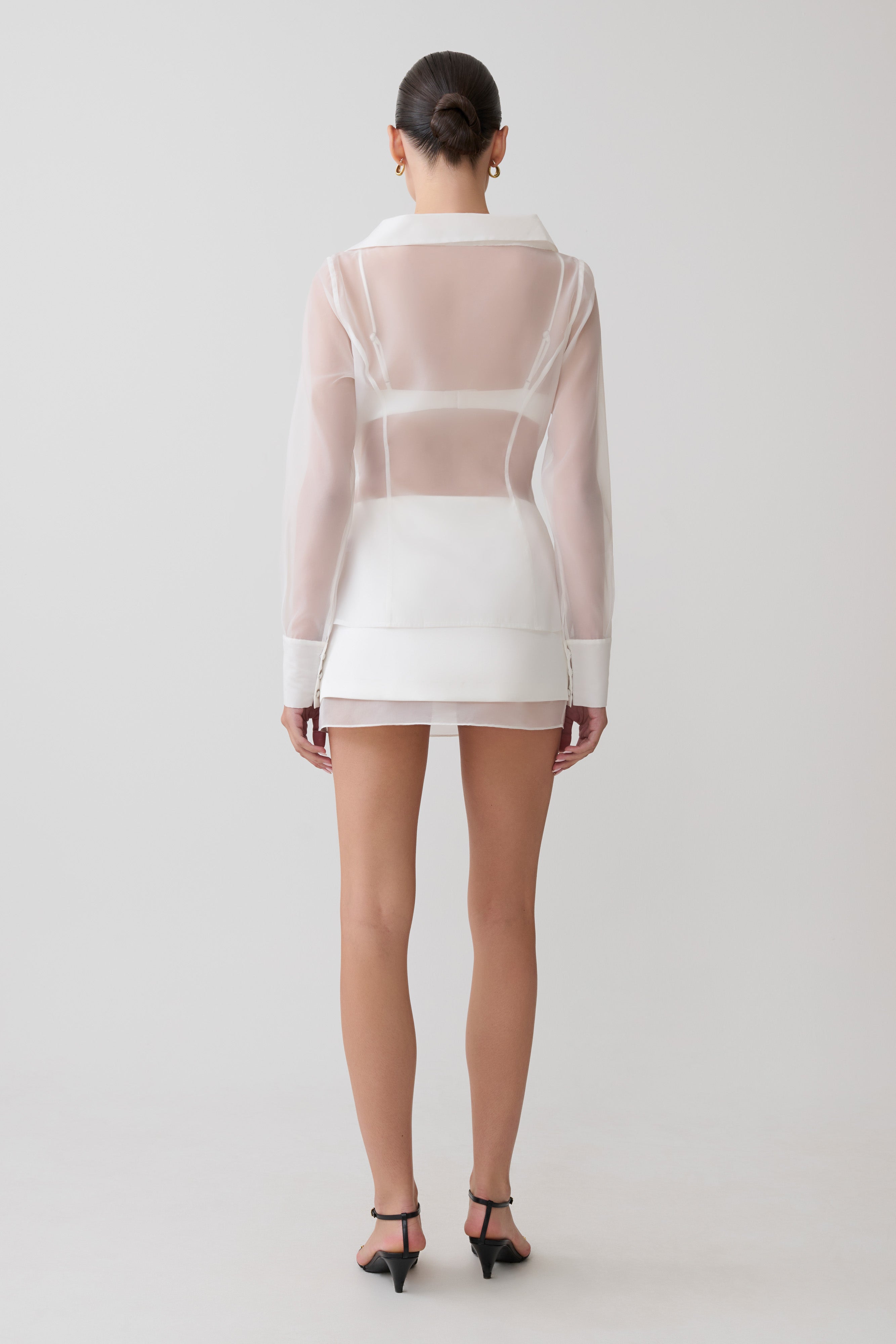 Frankie Organza Cross Over Shirt - White