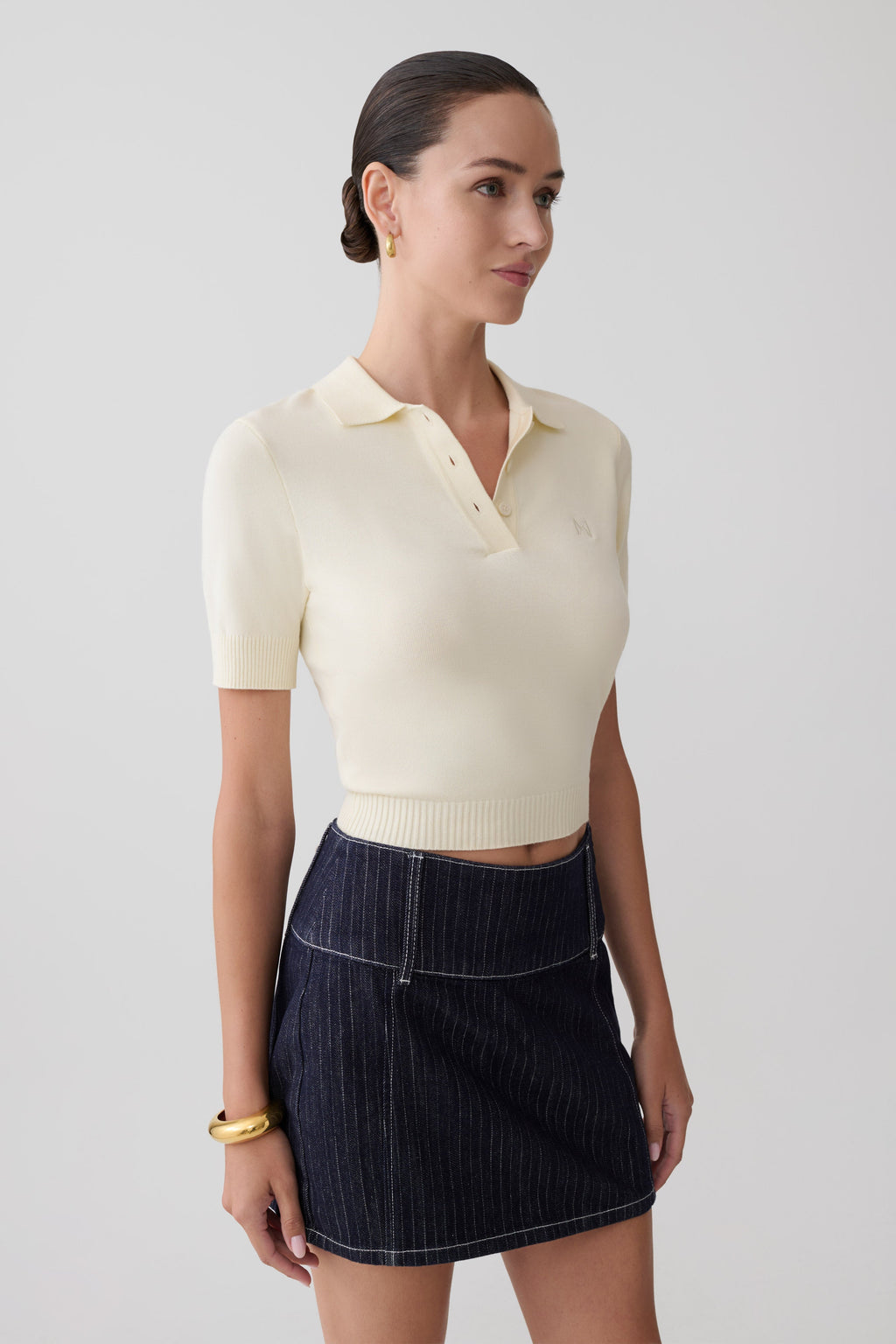 Philly Knit Button Up Top - Ivory