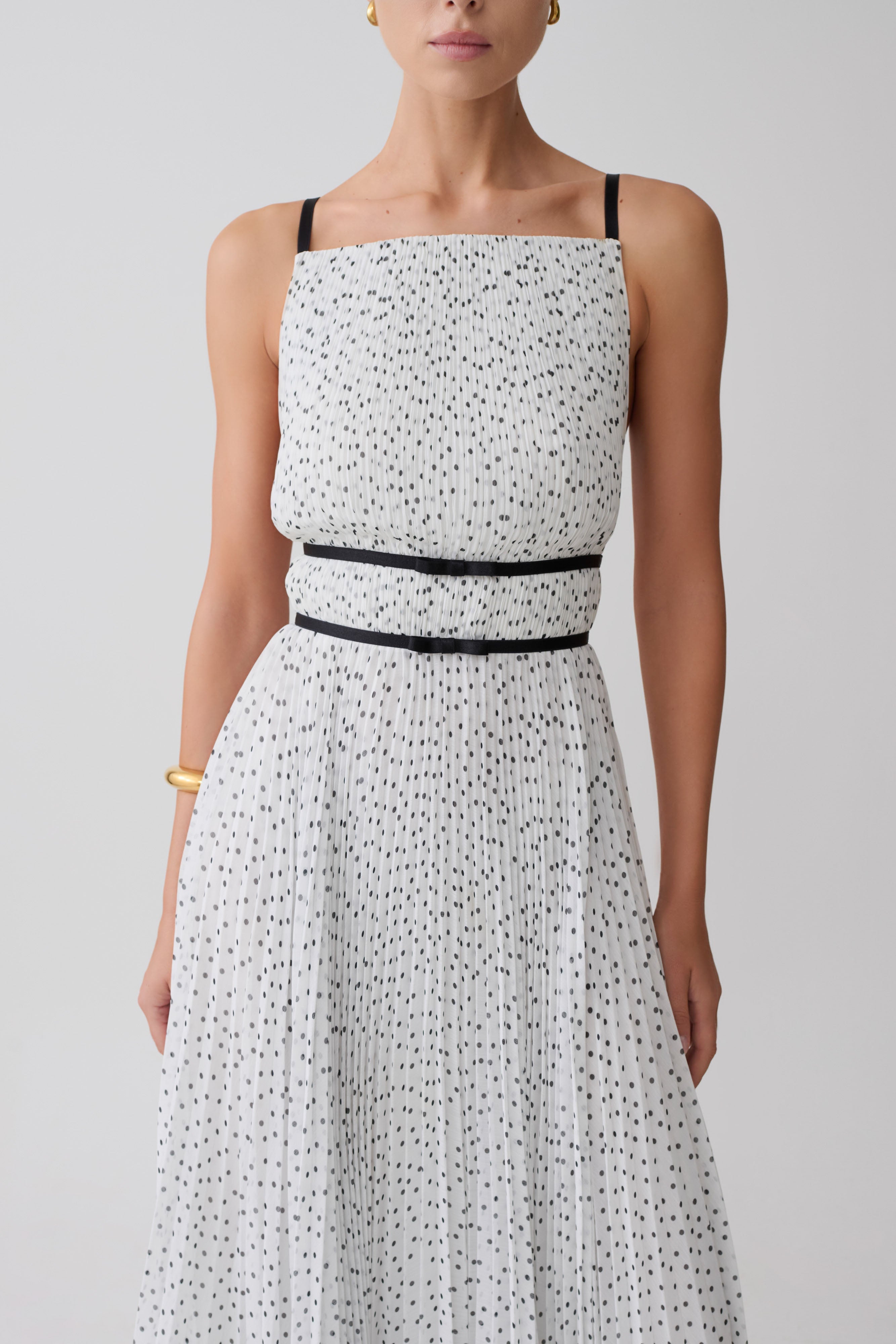 Clarisse Pleated Maxi Dress - Polka Dot