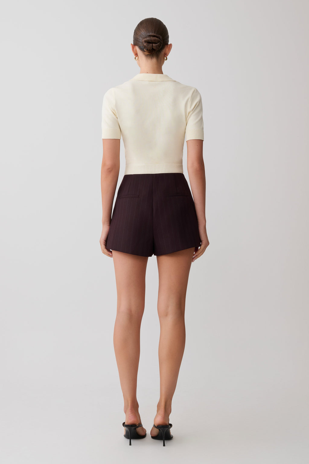 Agatha Suiting Shorts - Plum Pinstripe