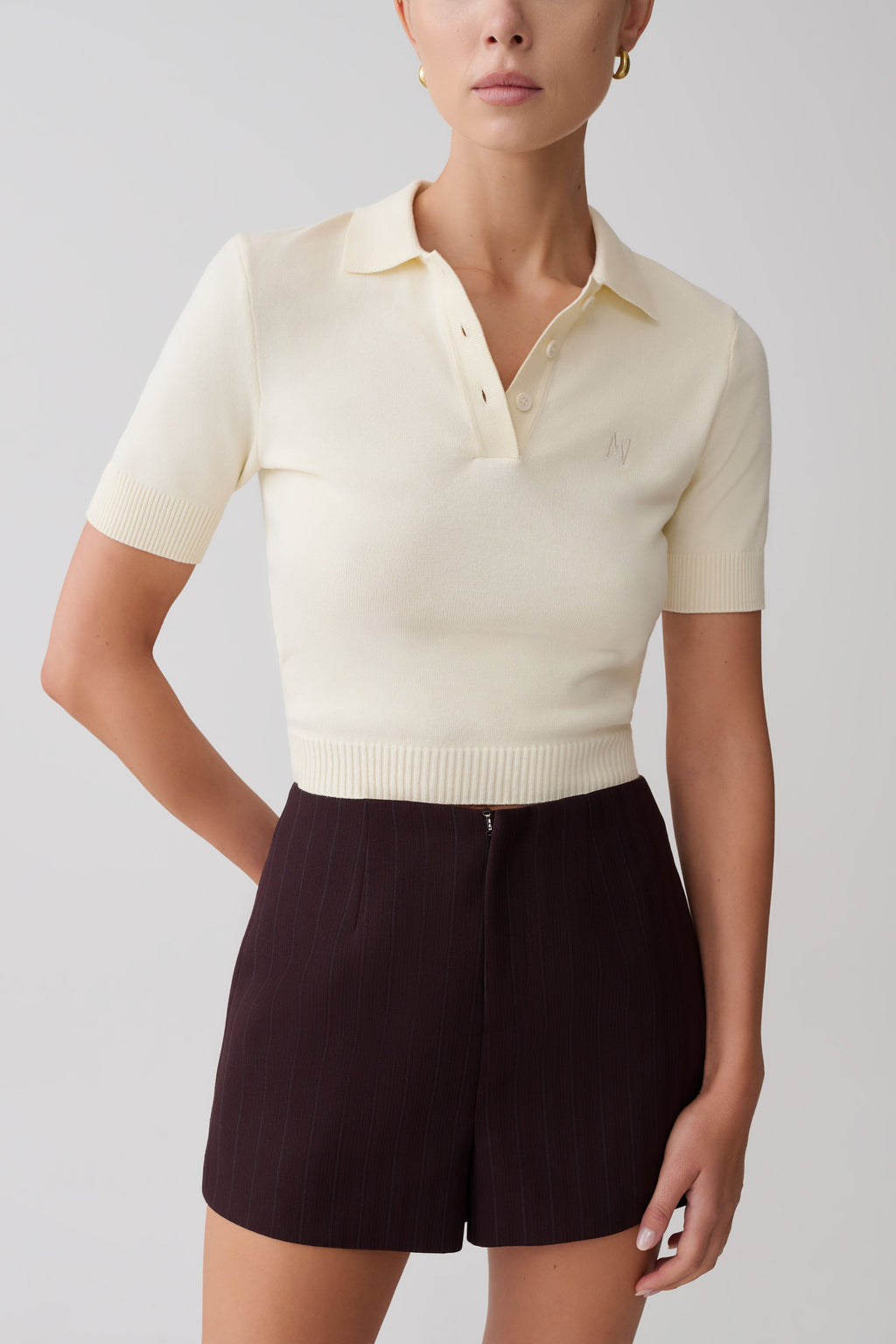 Agatha Suiting Shorts - Plum Pinstripe