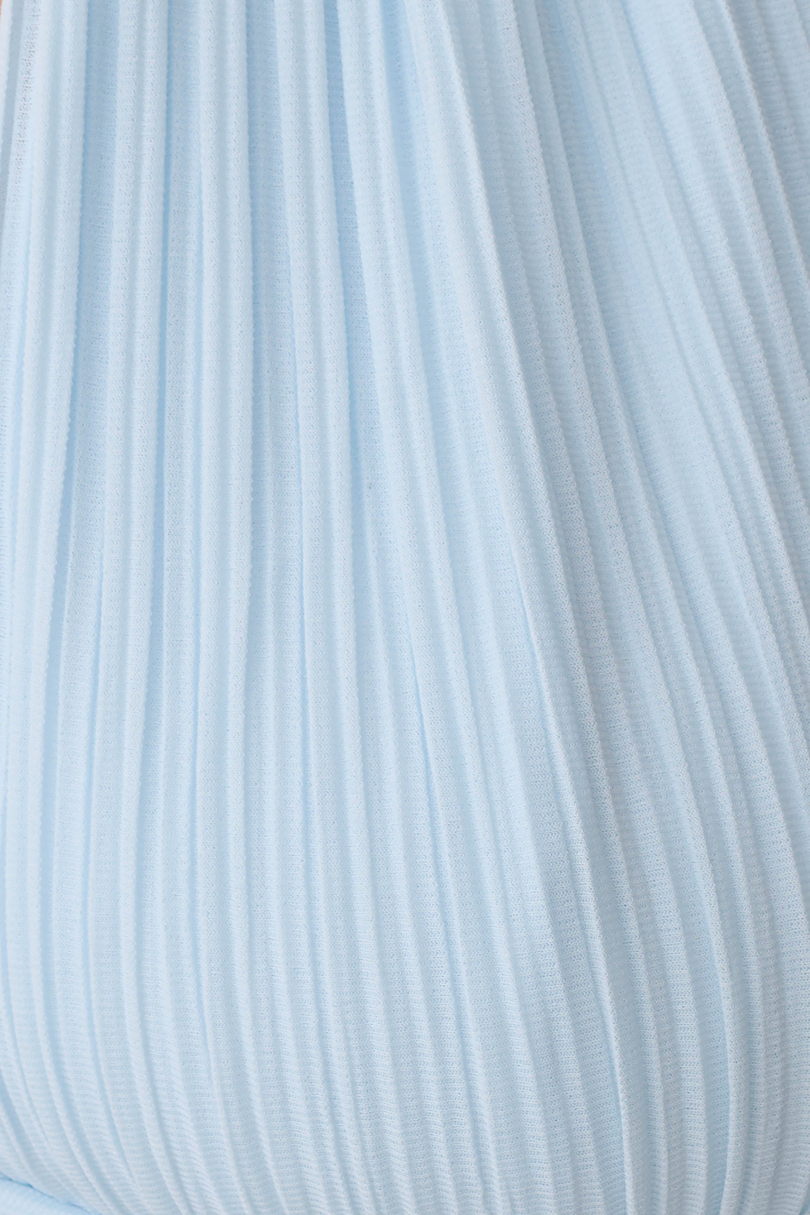 Amaris Sleeveless Plisse Halter Top - Pale Blue