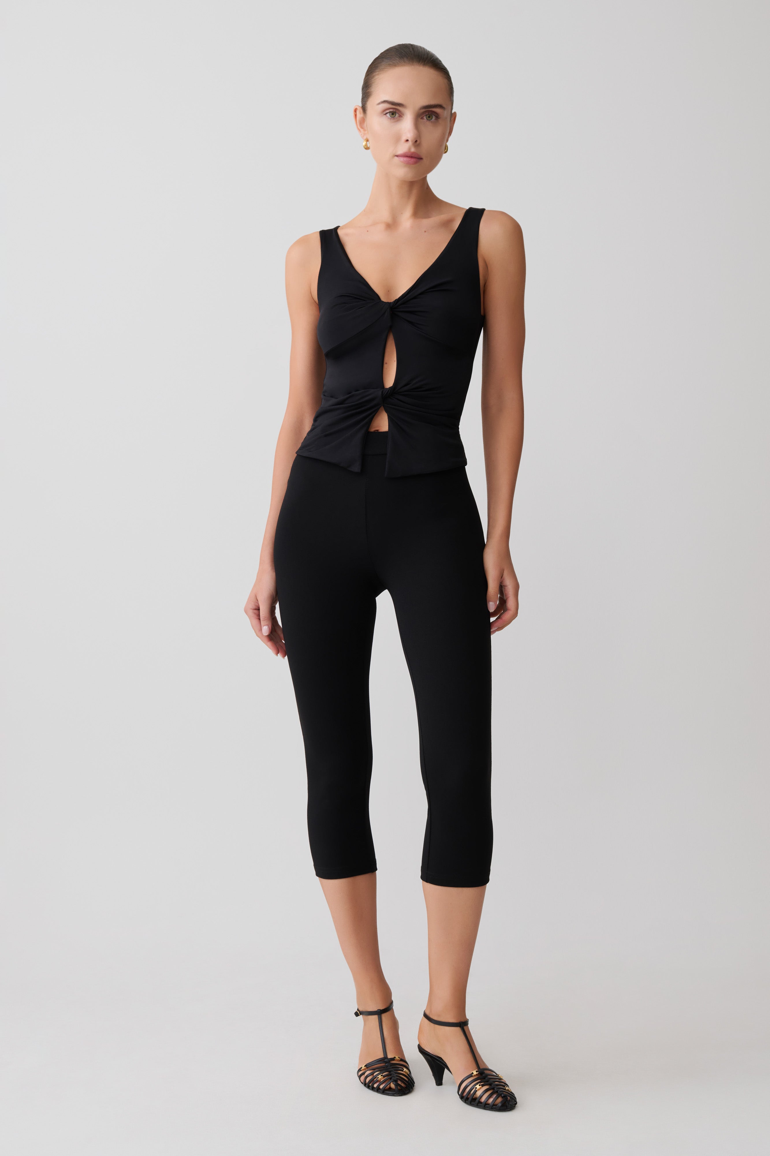Millie Twist Sleeveless Top - Black