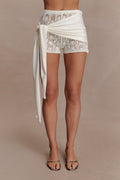 Liora Crochet Shorts With Knit Overlay - Ivory