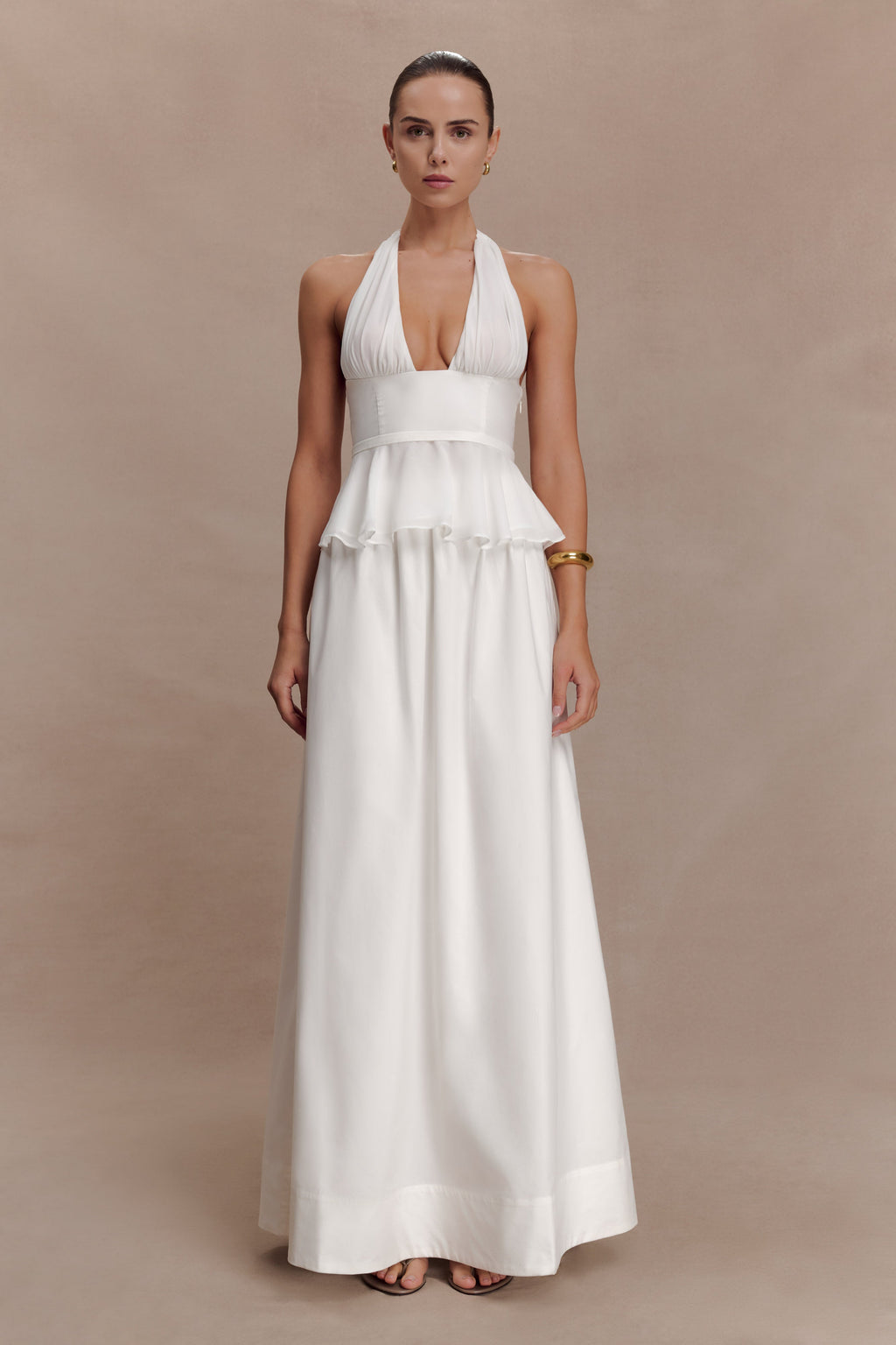 River Gathered Maxi Skirt - White