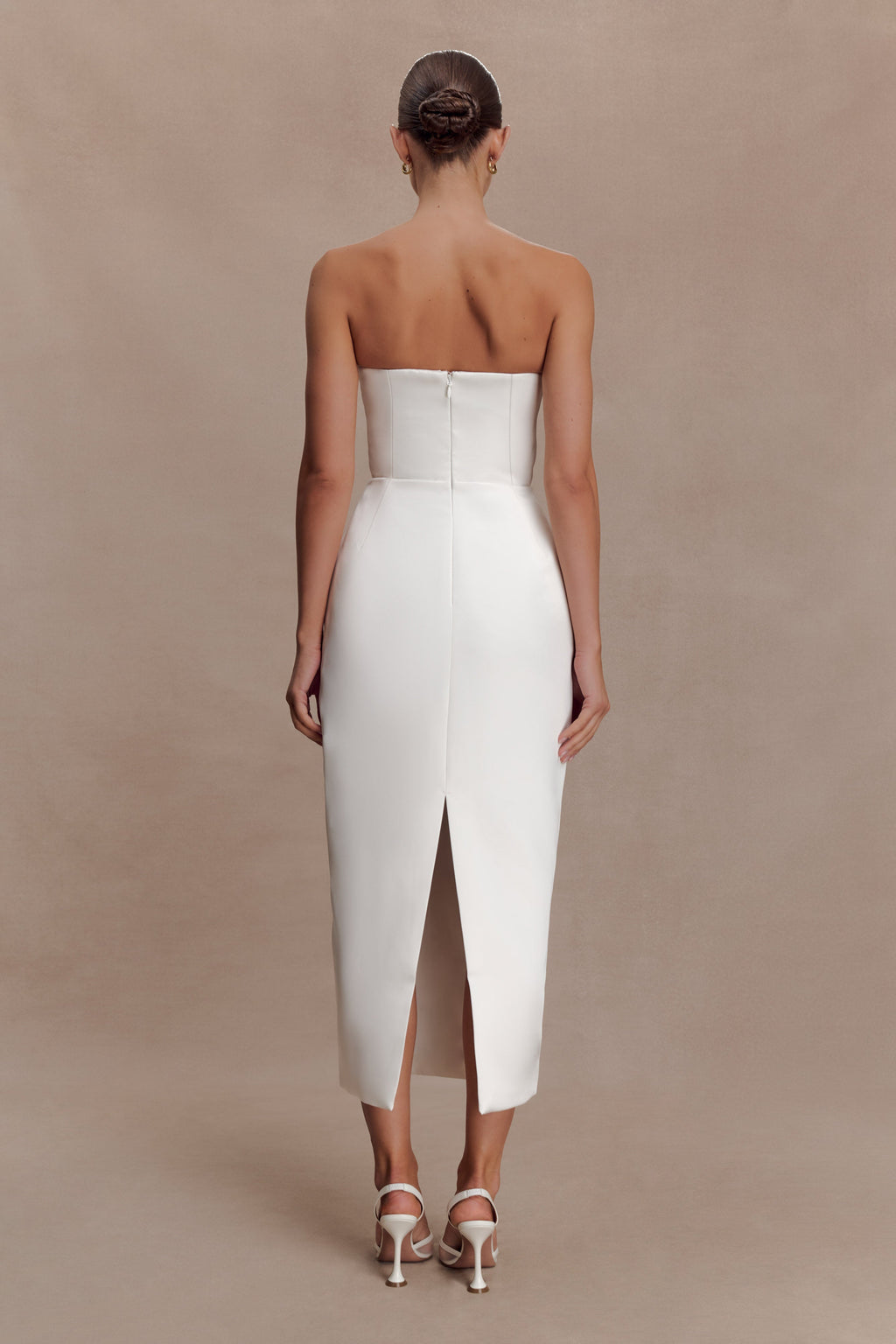 Ophelia Peplum Satin Maxi Dress - Ivory