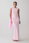 Farid Bandage Maxi Dress With Chiffon - Baby Pink