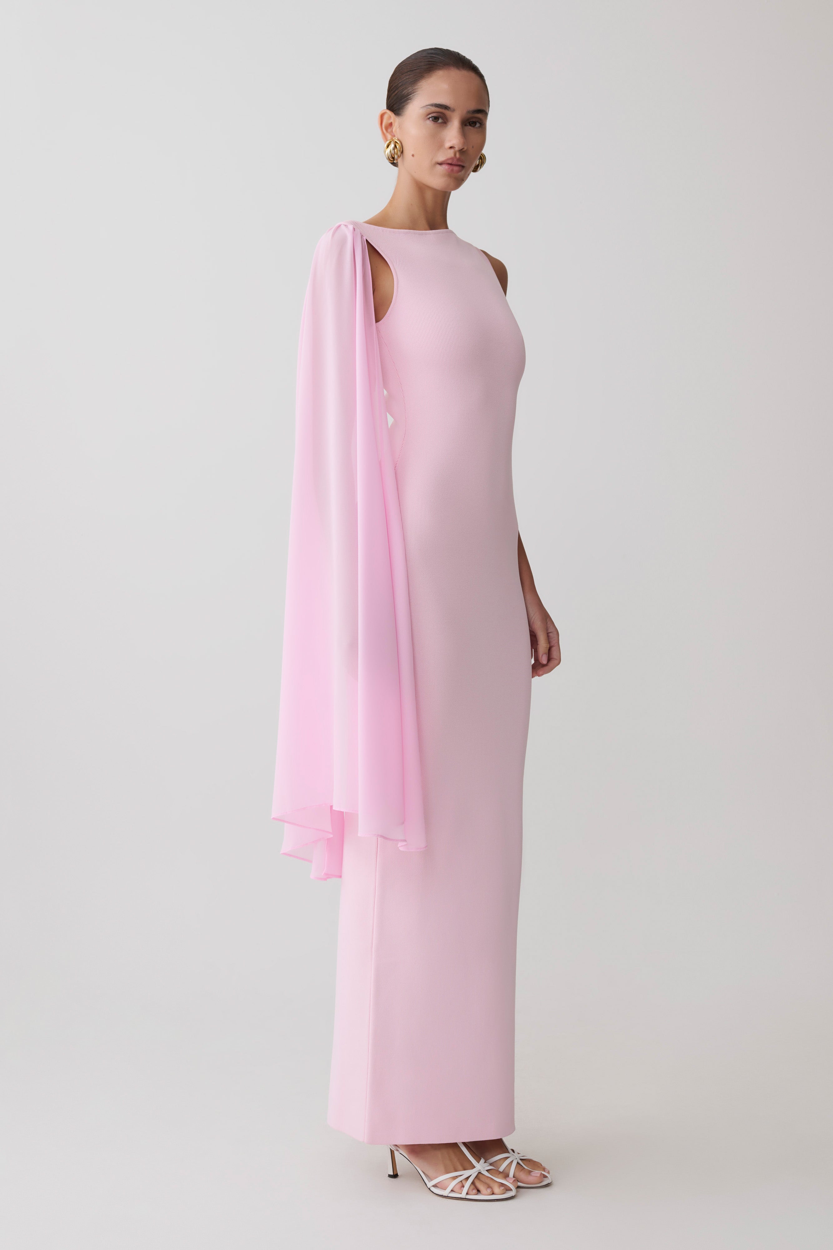 Farid Bandage Maxi Dress With Chiffon - Baby Pink