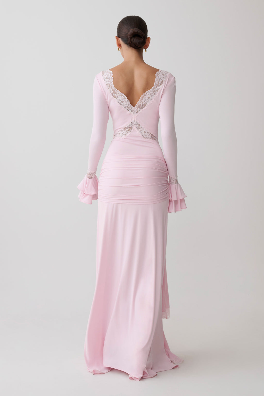 Electra Slinky Lace Maxi Dress - Ballet Pink