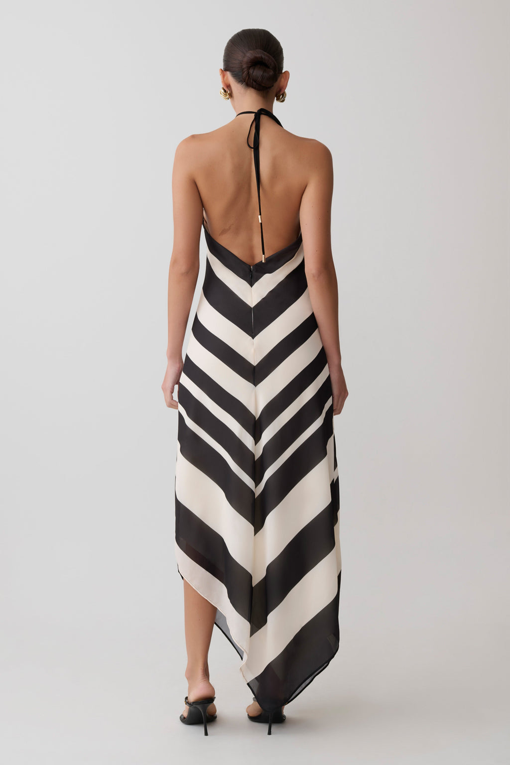 Hope Satin Halter Midi Dress - Black/White
