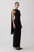 Farid Bandage Maxi Dress With Chiffon - Black