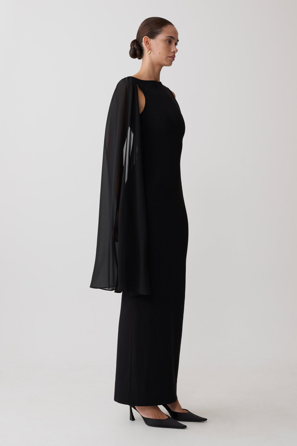 Farid Bandage Maxi Dress With Chiffon - Black