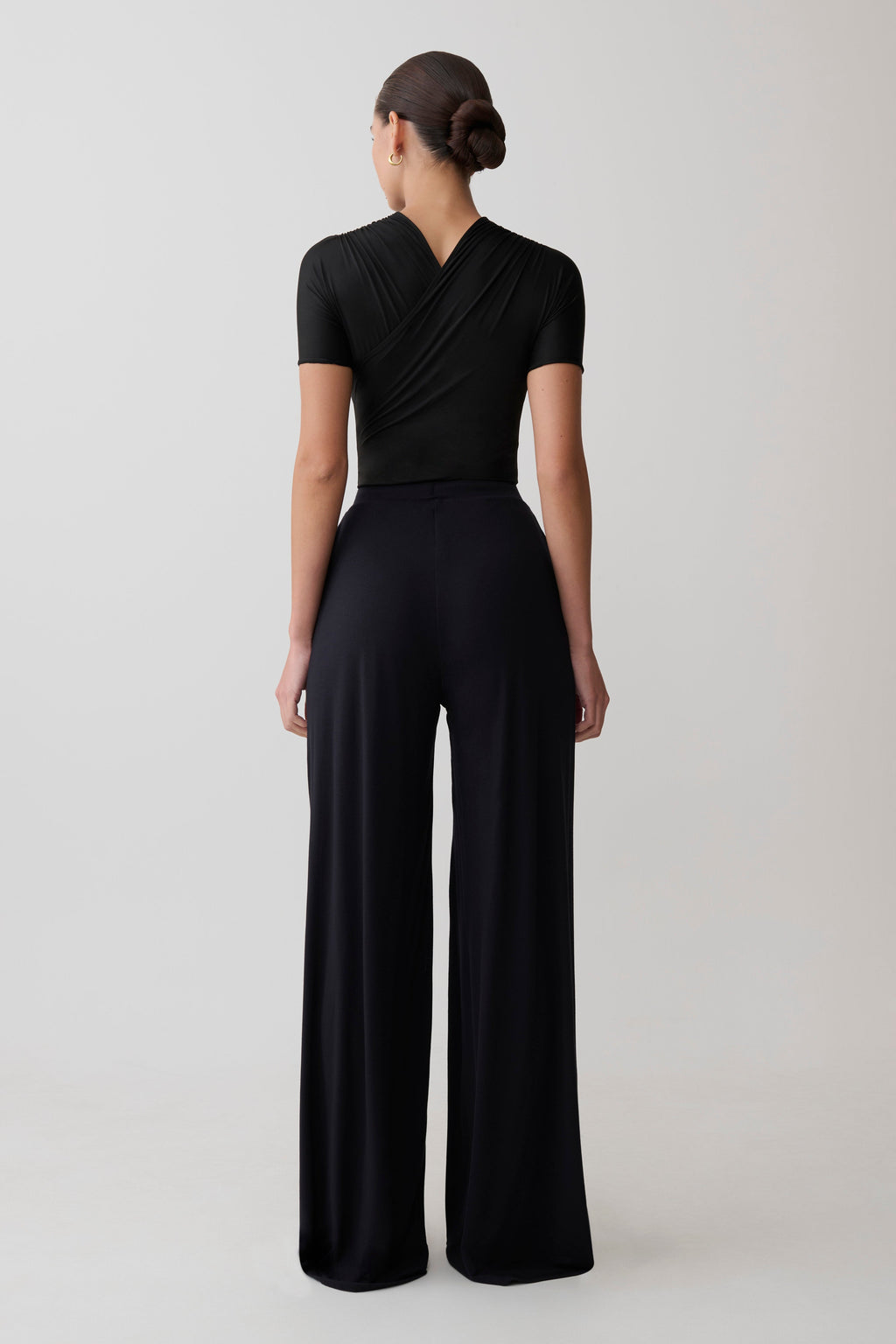 Dewi Wide Leg Modal Pants - Black