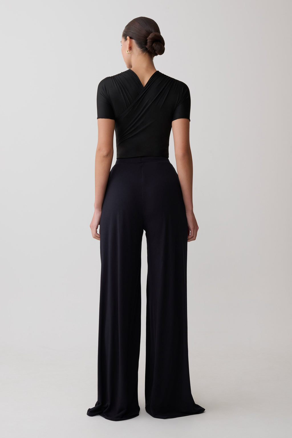Junie Shortsleeve Cross-Over Bodysuit - Black