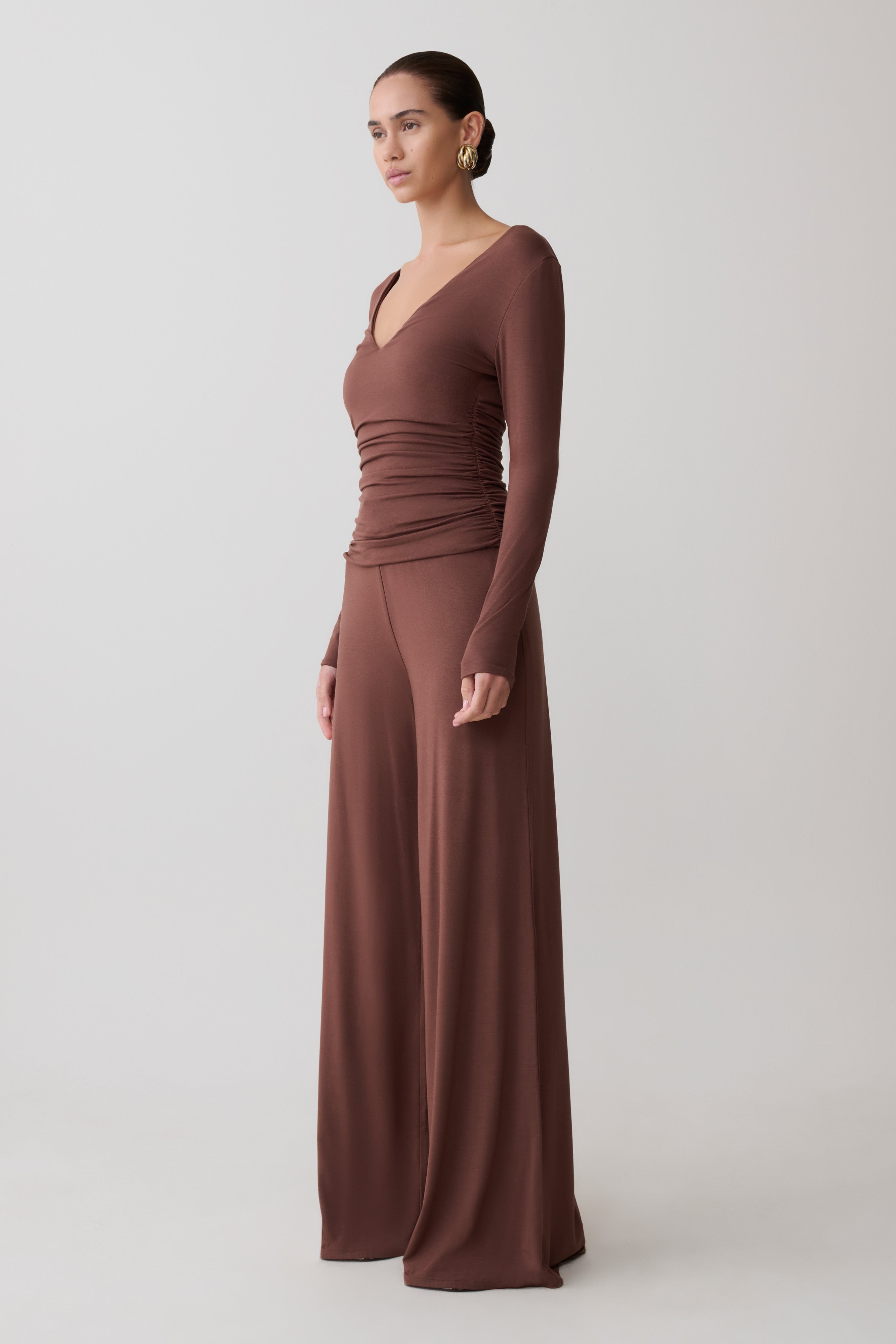 Sari Long Sleeve Modal Top - Chocolate