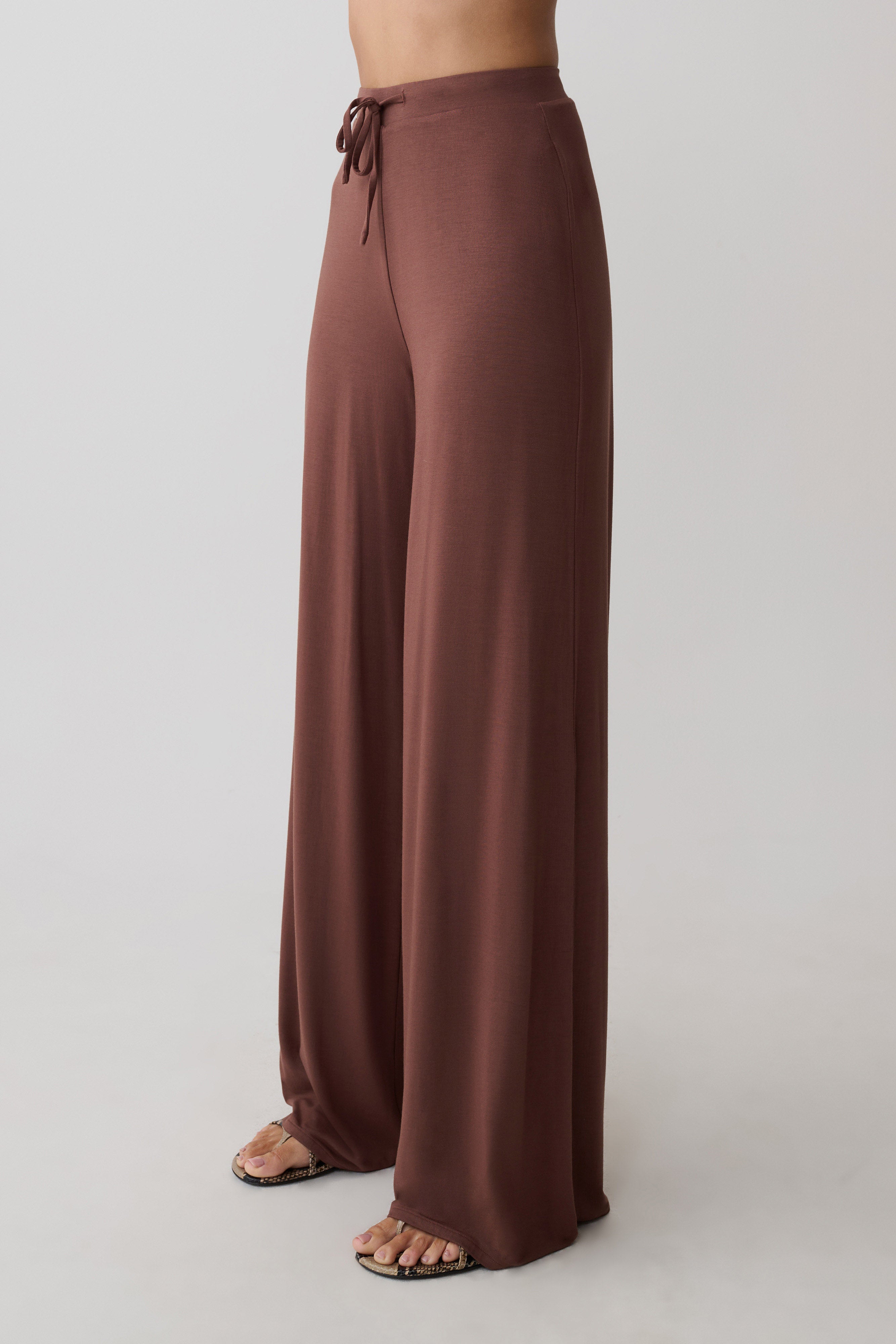 Dewi Wide Leg Modal Pants - Chocolate
