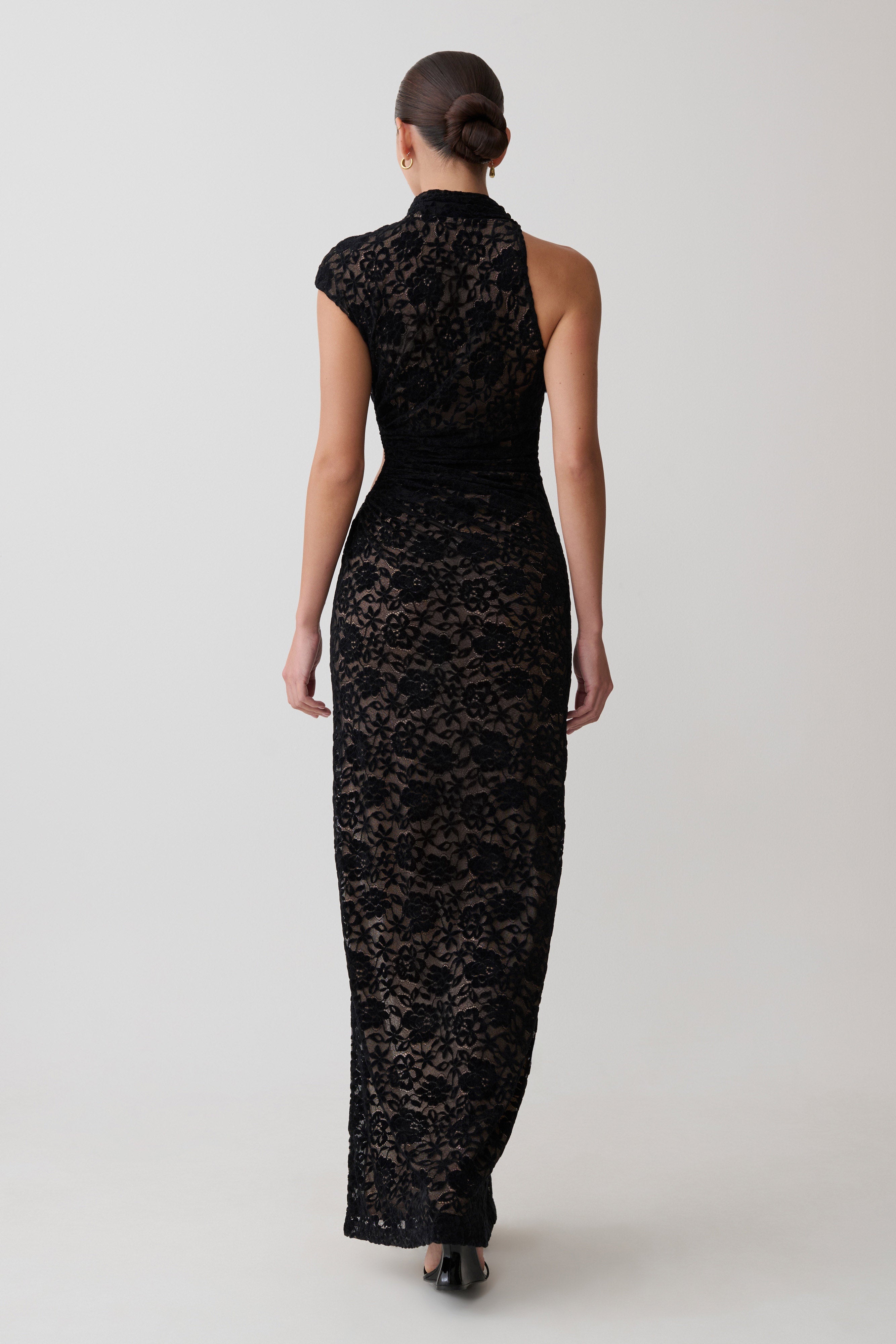 Trinh One Shoulder Maxi Dress - Black