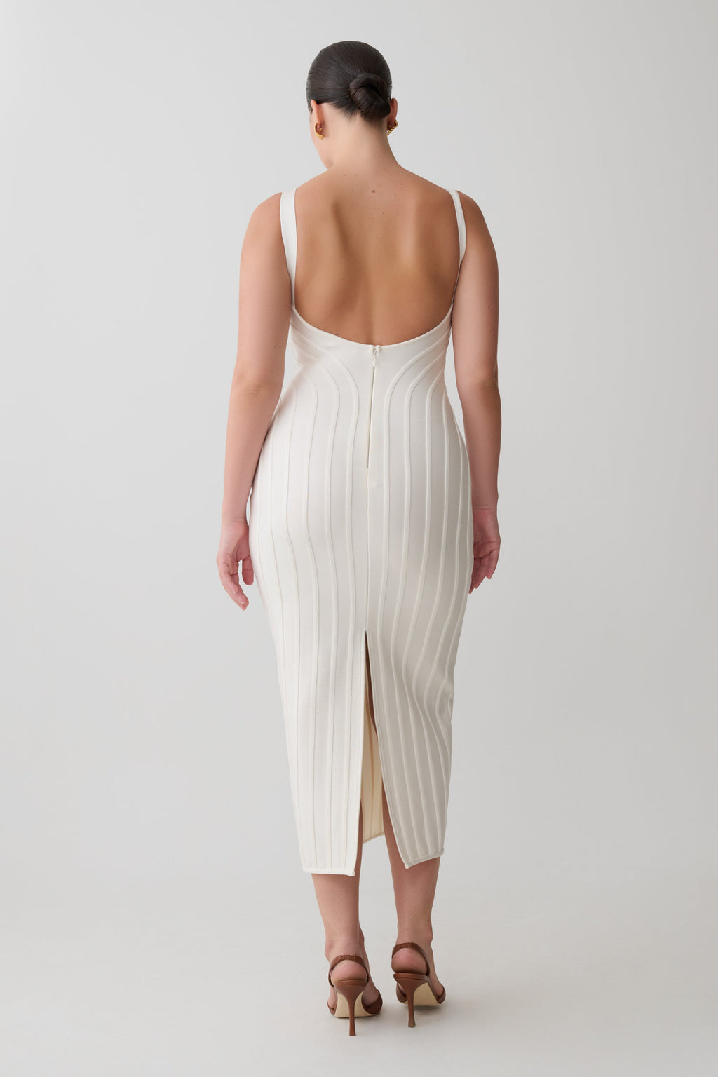 Gia Bandage Knit Midi Dress - Ivory
