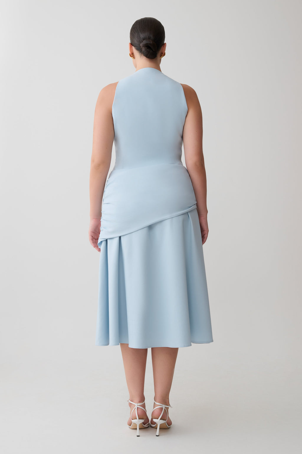 Emily Wrapped Waist Midi Dress - Sky Blue