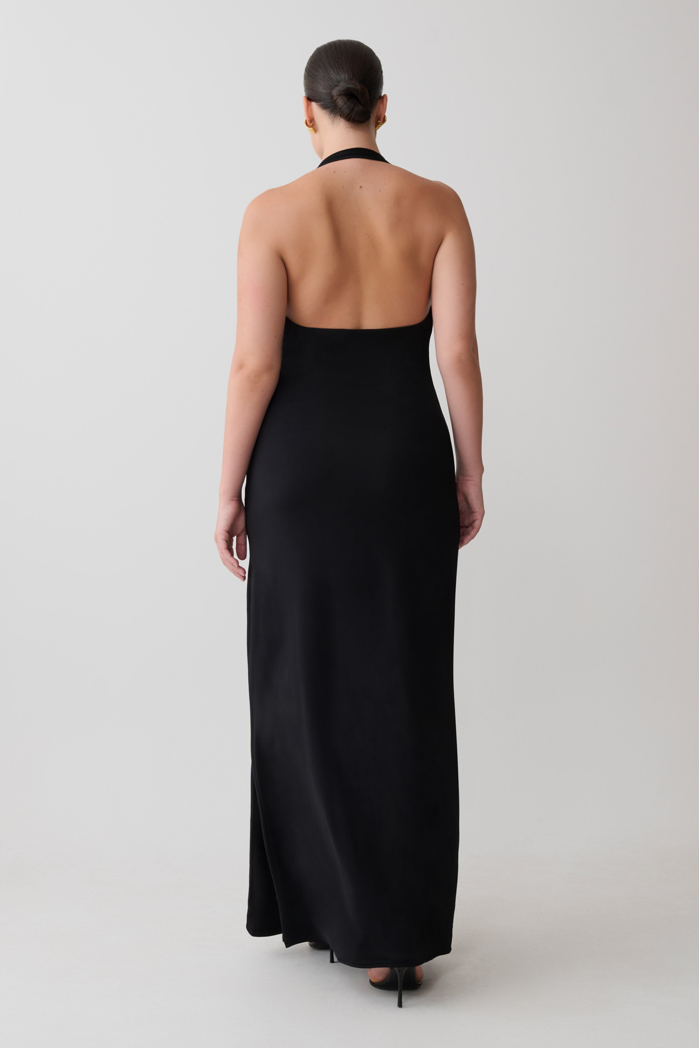 Khanh Slinky Halter Maxi Dress - Black