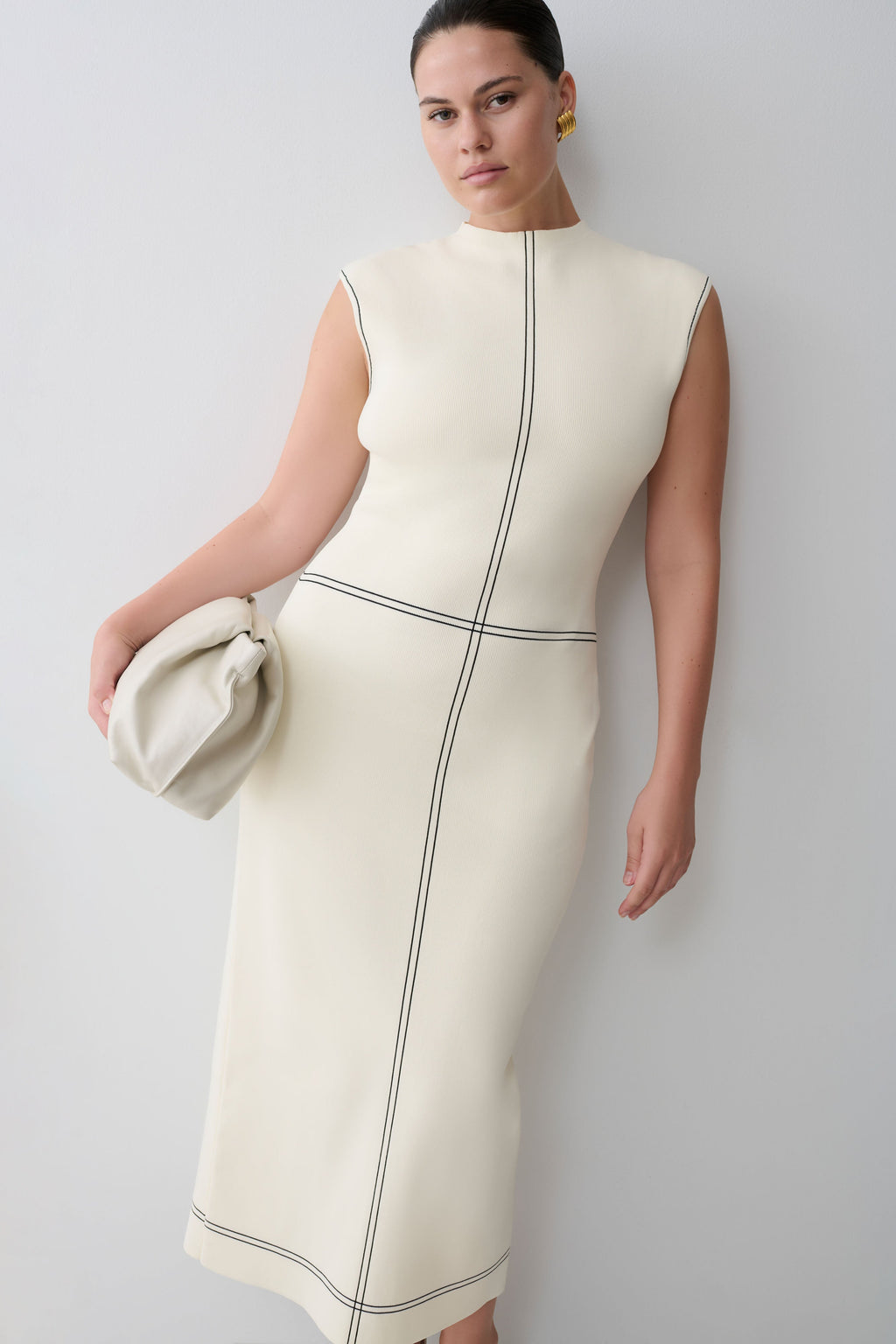 Malone Bandage Knit Midi Dress - Ivory