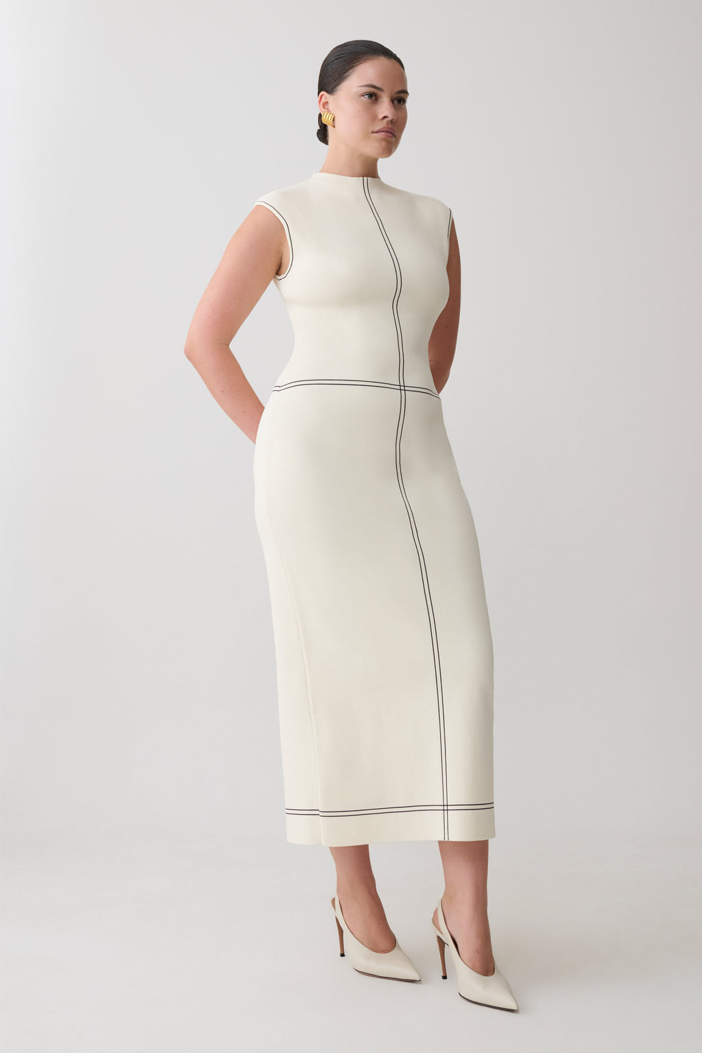 Malone Bandage Knit Midi Dress - Ivory