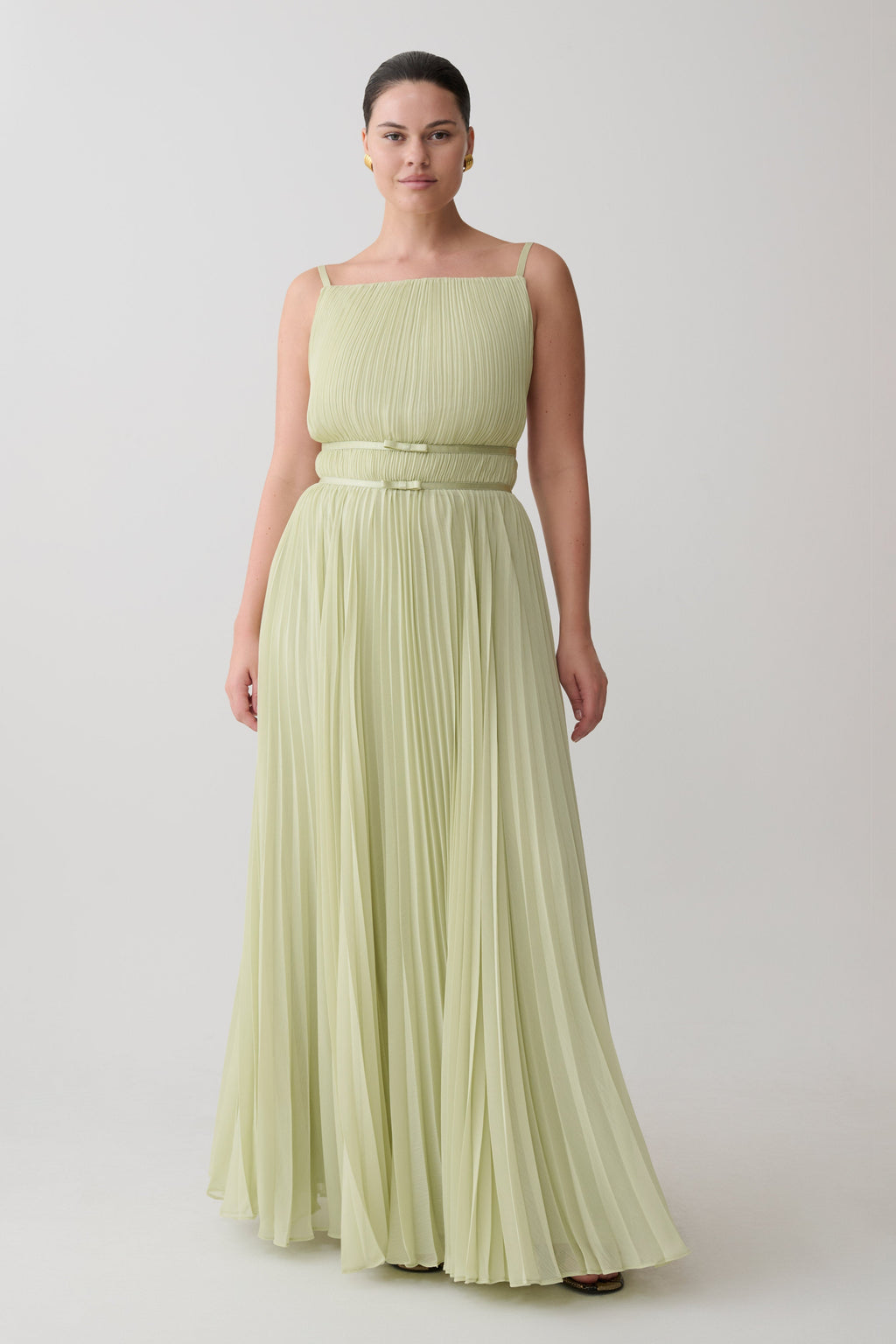 Clarisse Pleated Maxi Dress - Sage