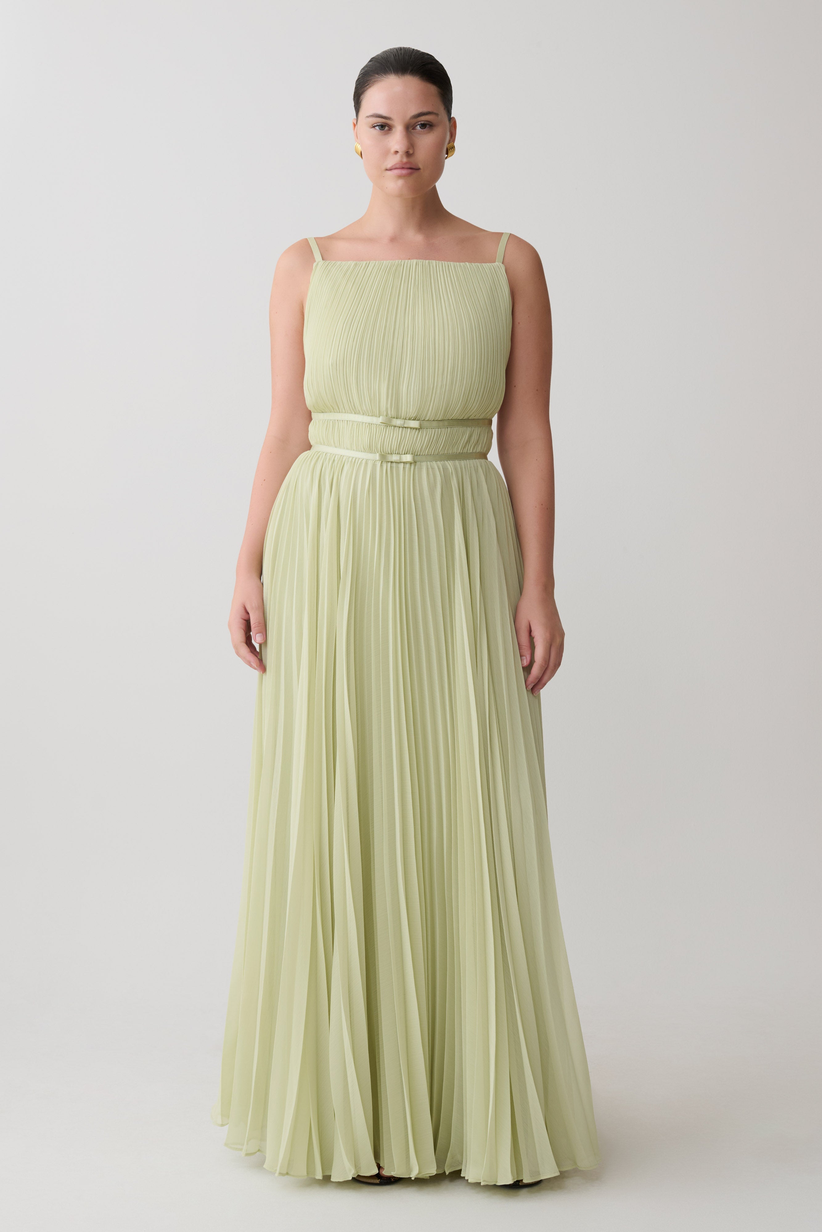 Clarisse Pleated Maxi Dress - Sage