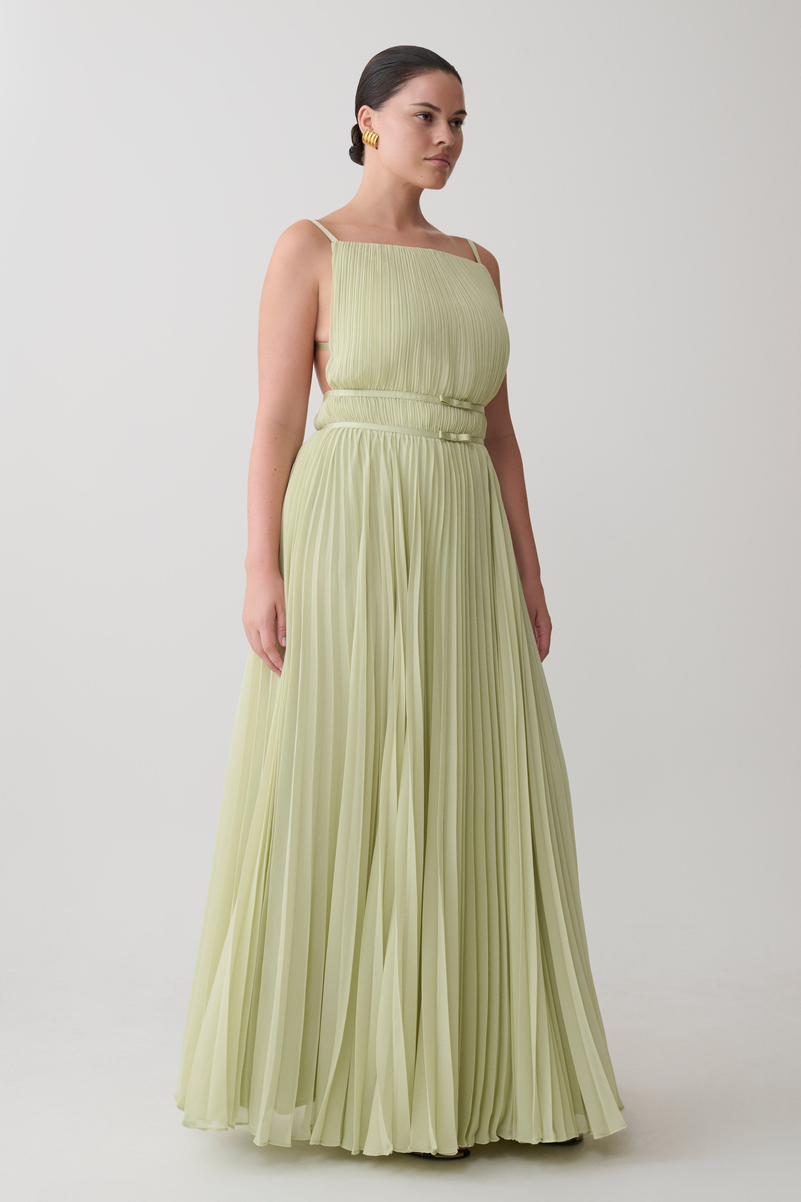 Clarisse Pleated Maxi Dress - Sage