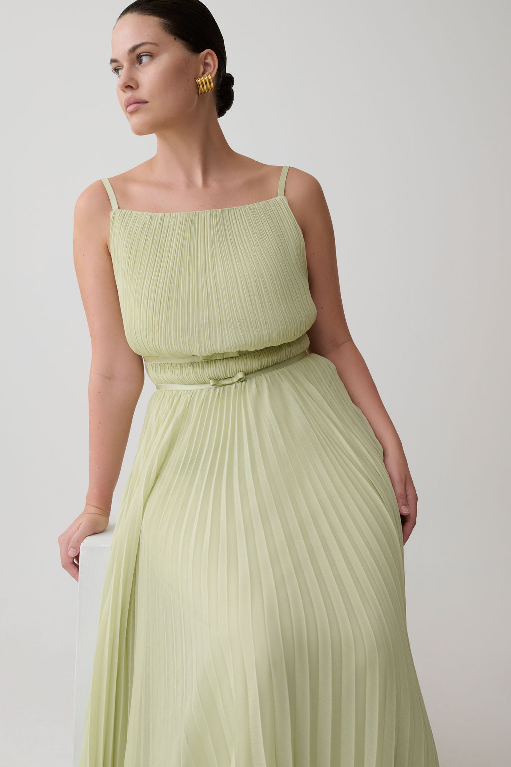 Clarisse Pleated Maxi Dress - Sage