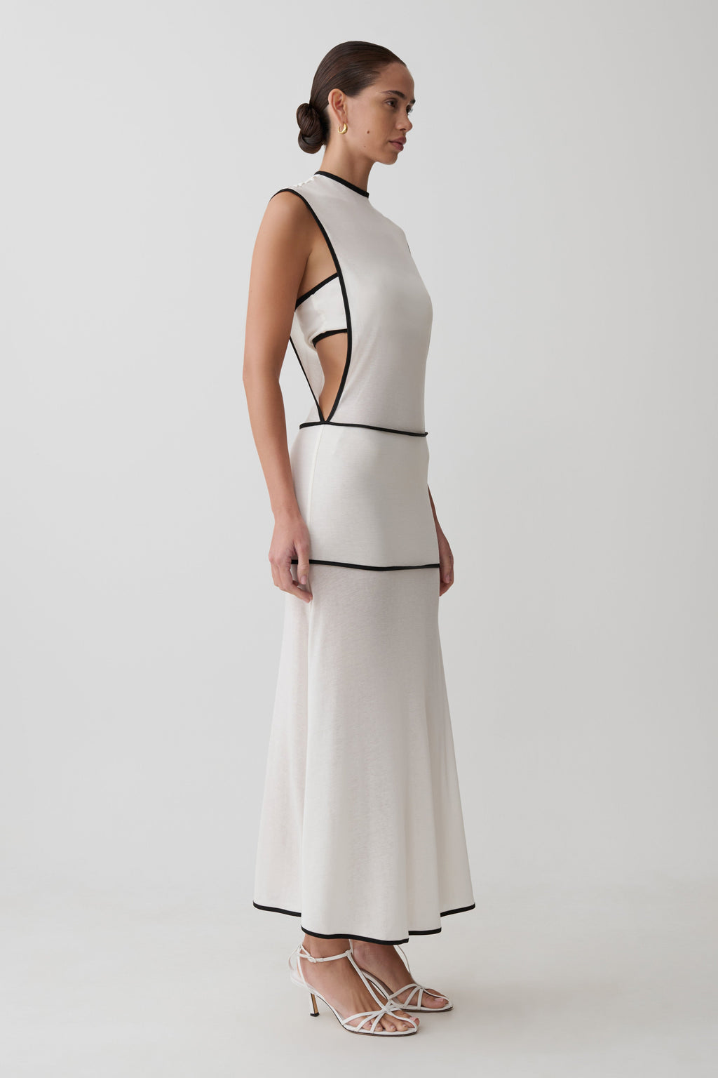 Aris Sleeveless Sheer Maxi Dress - Black/White