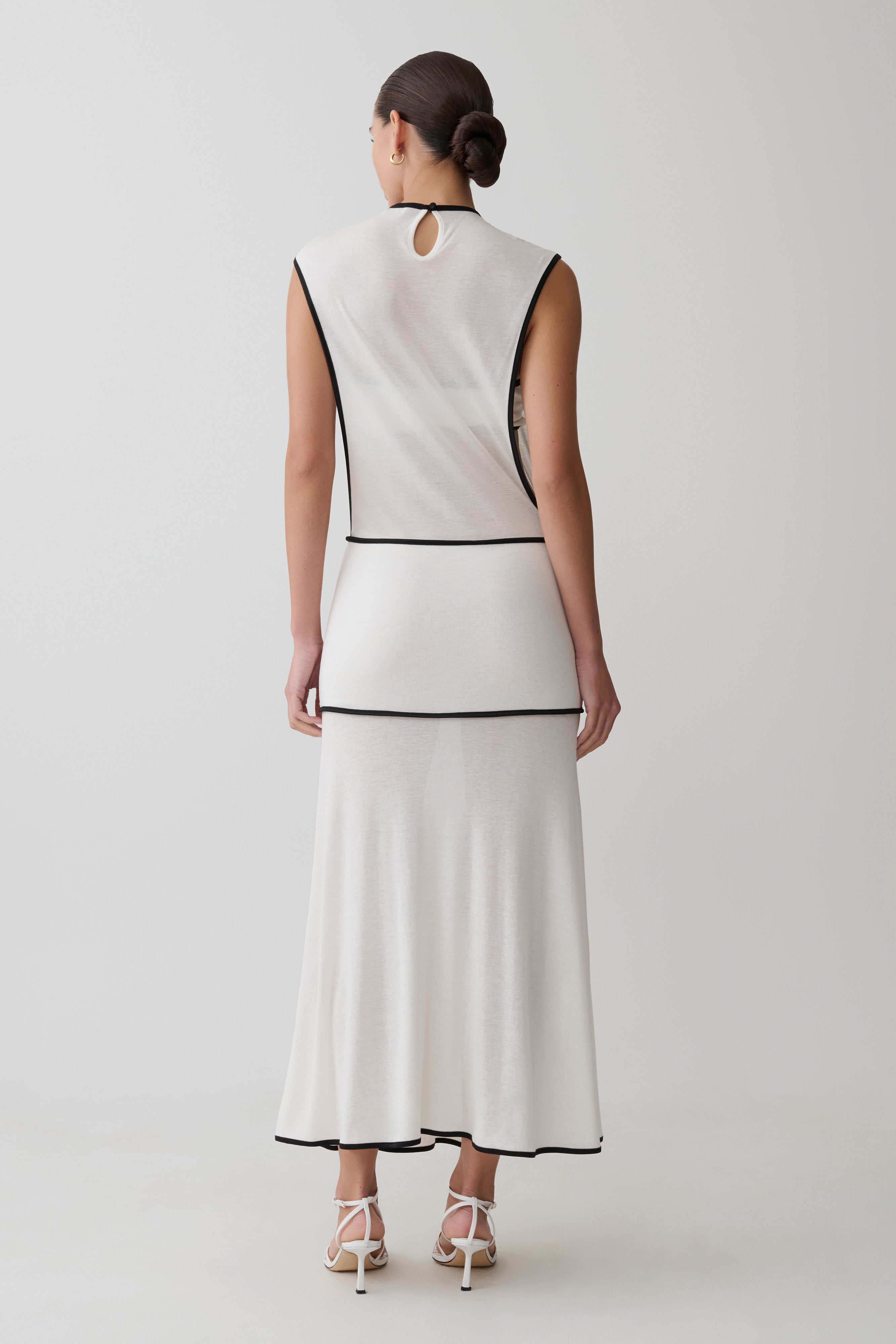 Aris Sleeveless Sheer Maxi Dress - Black/White