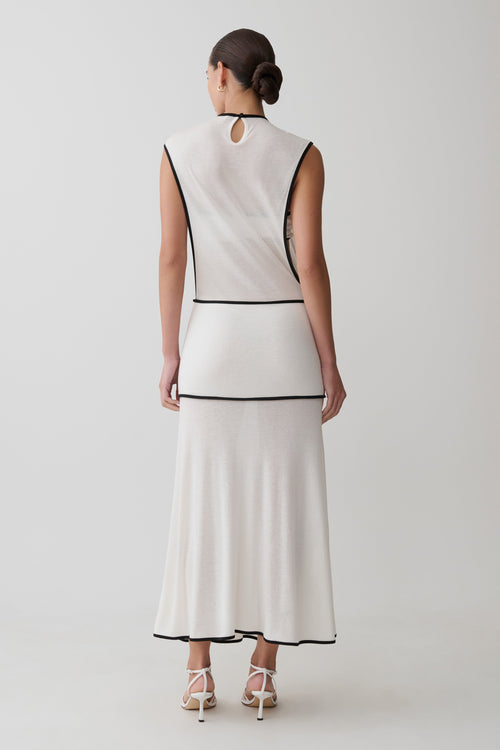 Aris Sleeveless Sheer Maxi Dress - Black/White